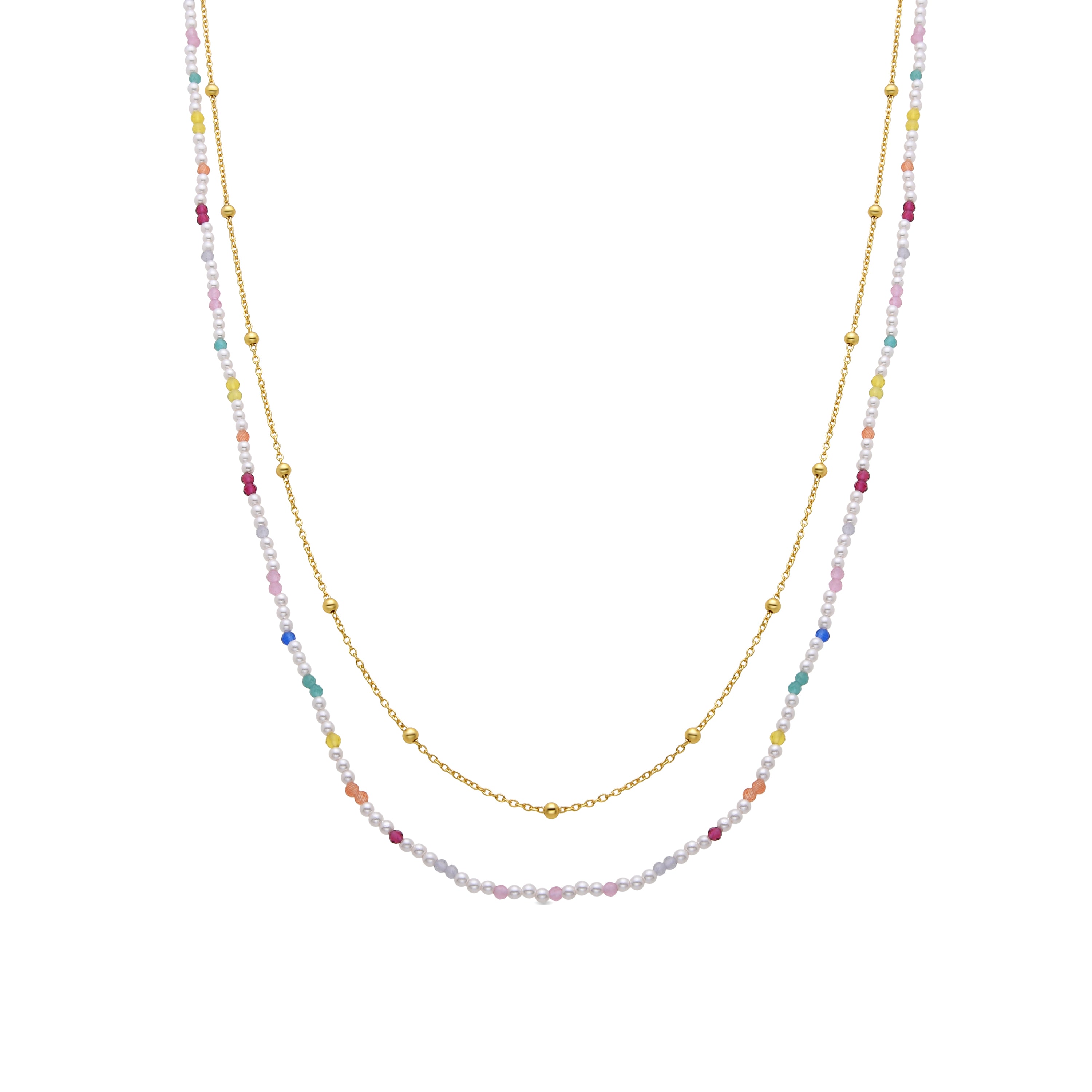 Collar de Plata de Ley 925 y Perla Blanca acabado en oro amarillo de 18k - Deriz