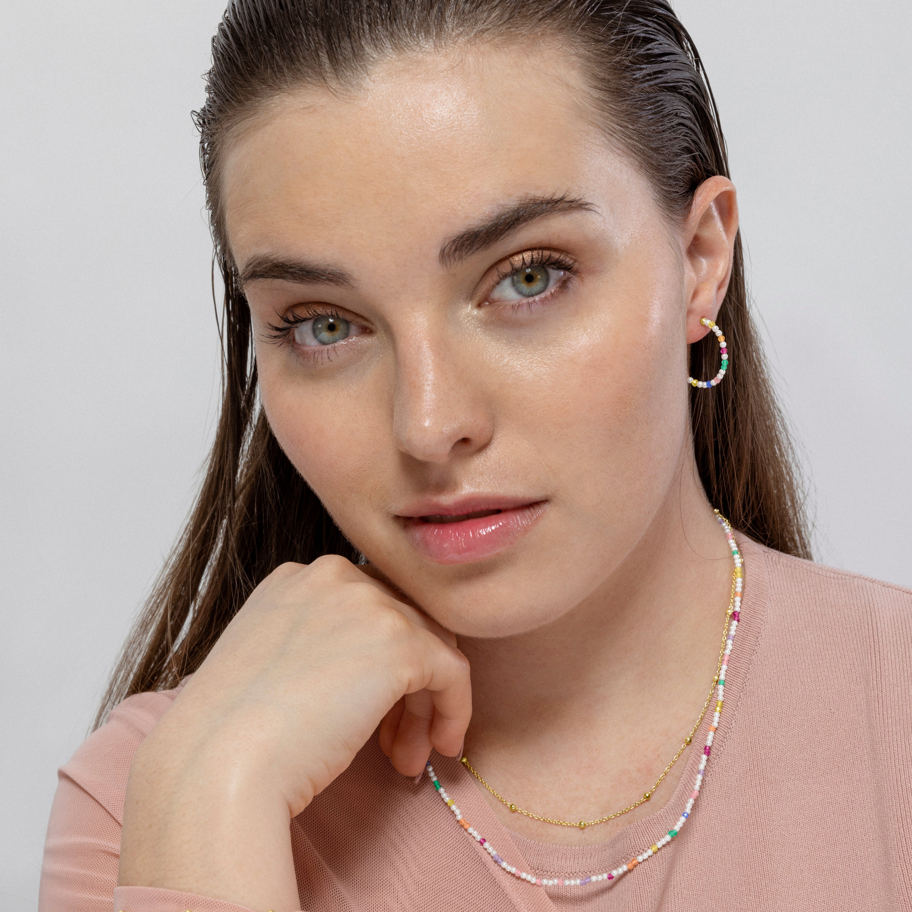 Collar de Plata de Ley 925 y Perla Blanca acabado en oro amarillo de 18k - Deriz