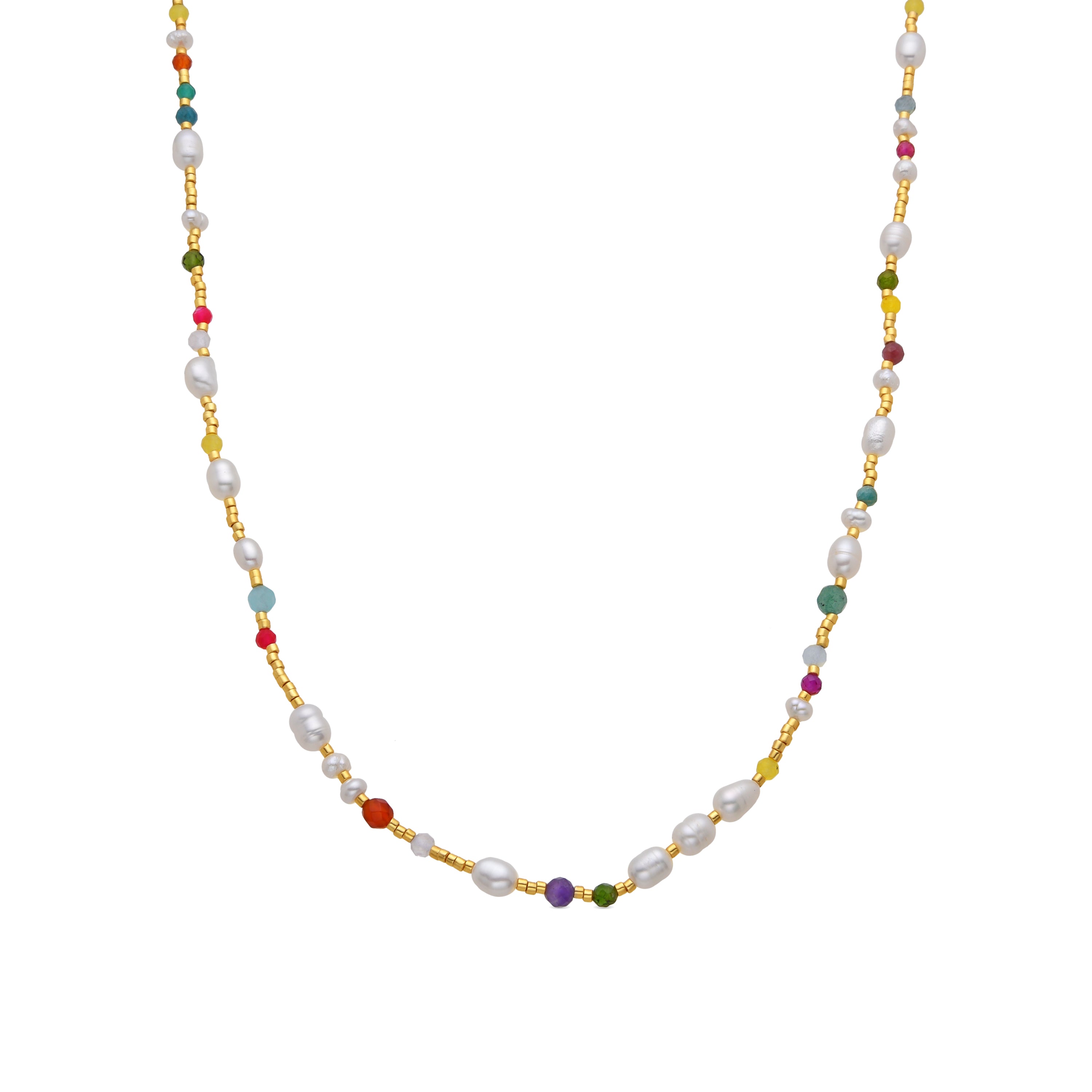 Collar de Plata de Ley 925 y Perla Blanca acabado en oro amarillo de 18k - Daythu