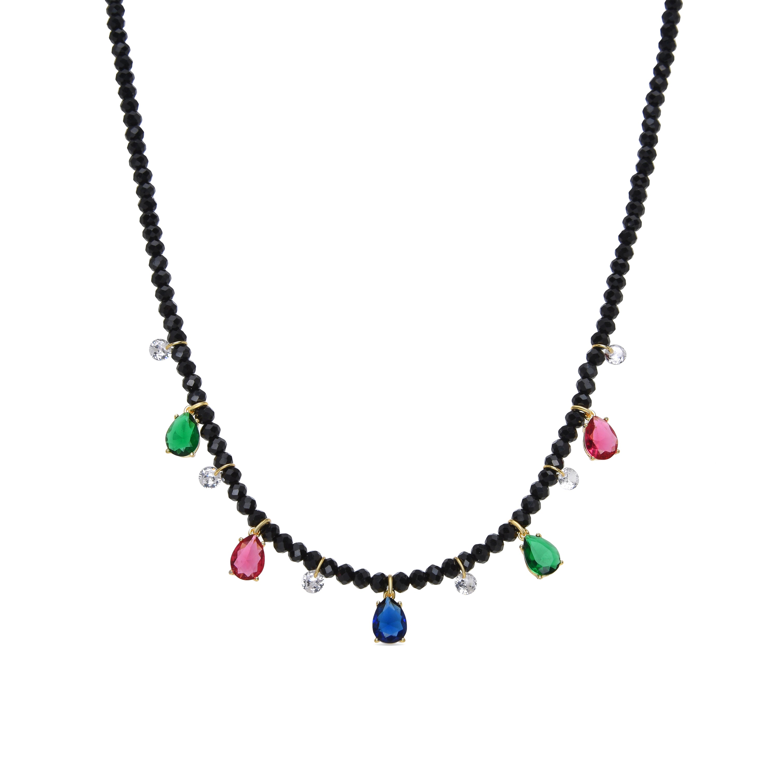 Collar de Plata de Ley 925 y Circonita Multicolor acabado en oro amarillo de 18k - Shion