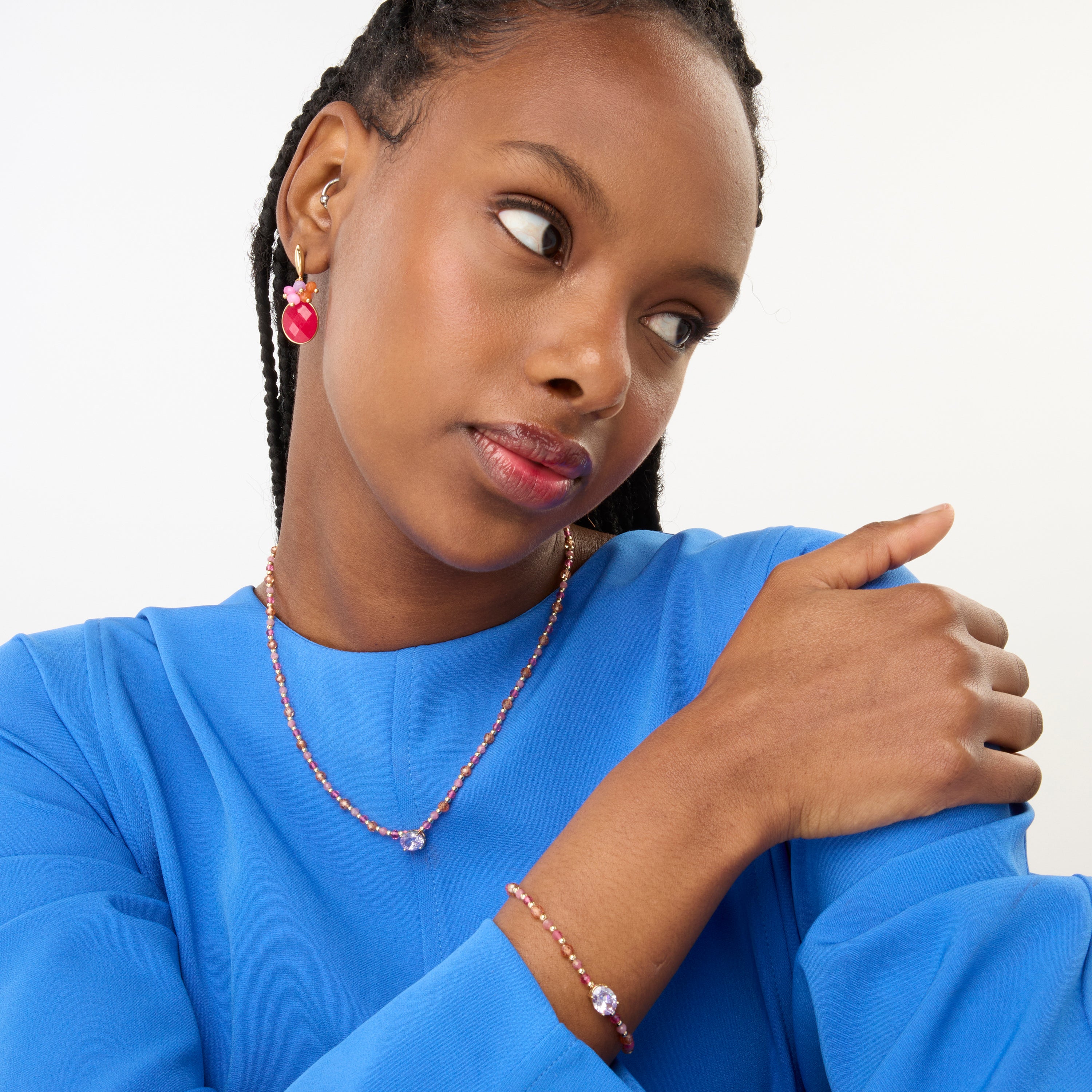 Collar de Plata de Ley 925 y Circonita Morganita acabado en oro amarillo de 18k - Lyonis