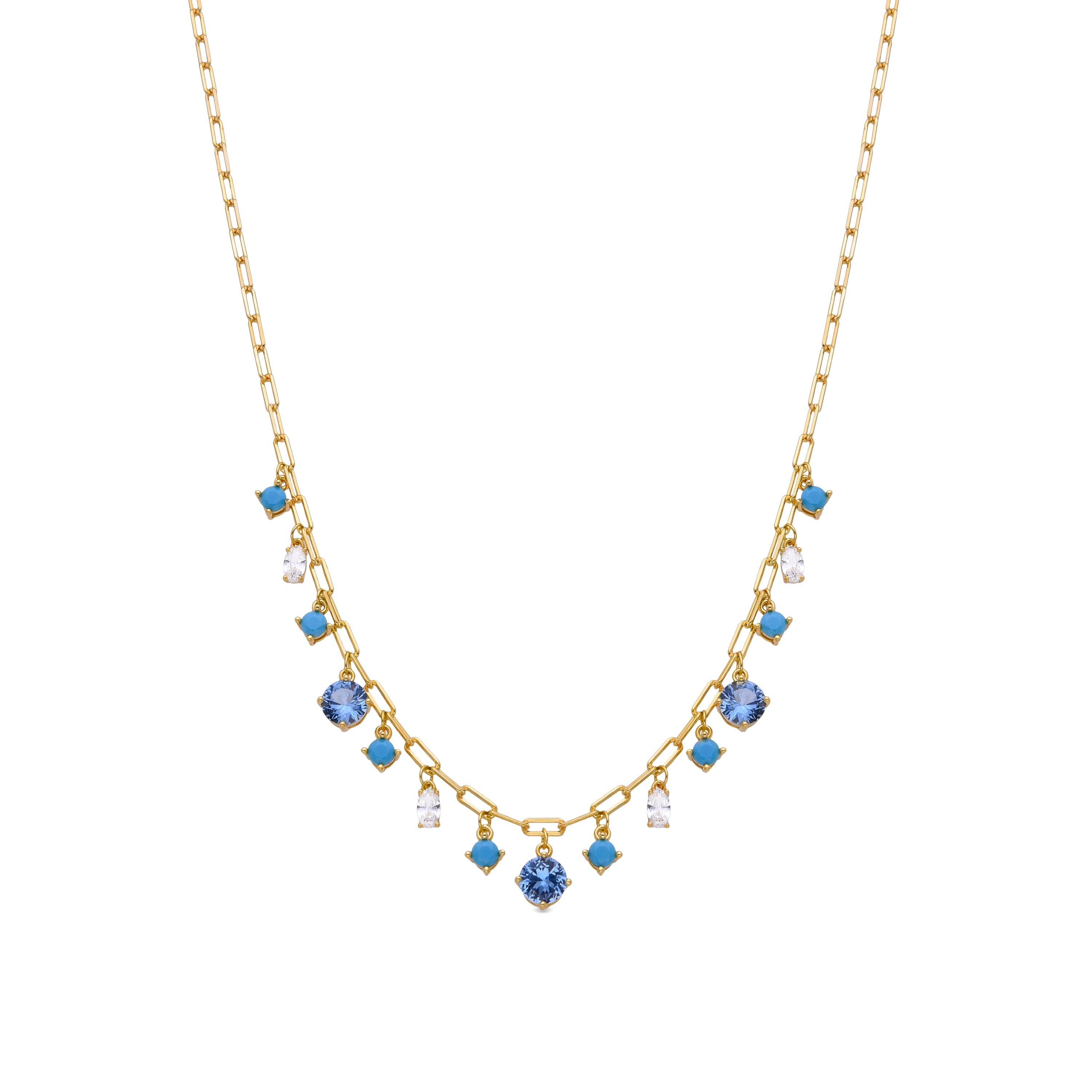 Collar de Plata de Ley 925 y Nano Turquesa acabado en oro amarillo de 18k - Lyvi