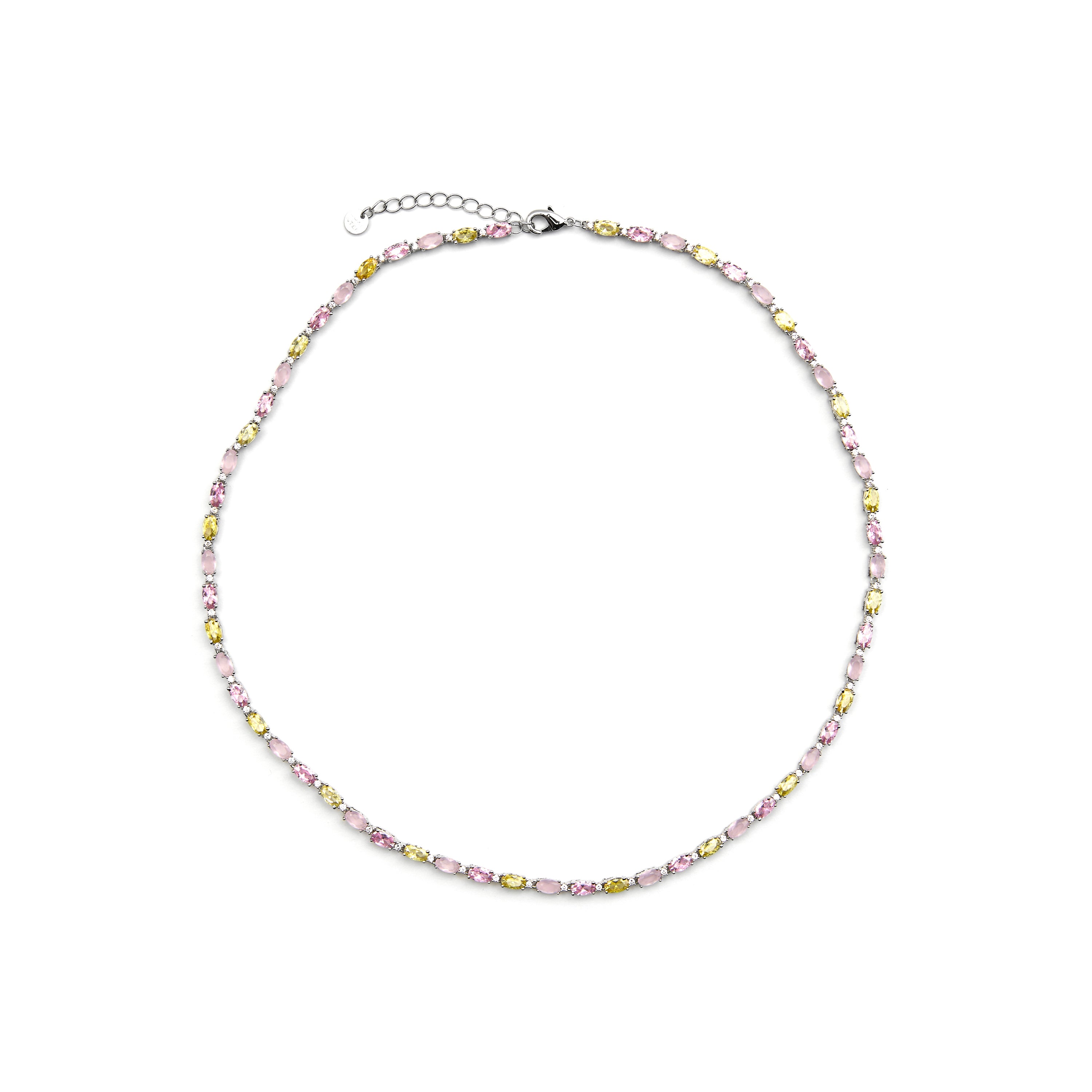 Collar de Plata de Ley 925 y Cuarzo Hidrotermal Rosa acabado en rodio - Guyoth