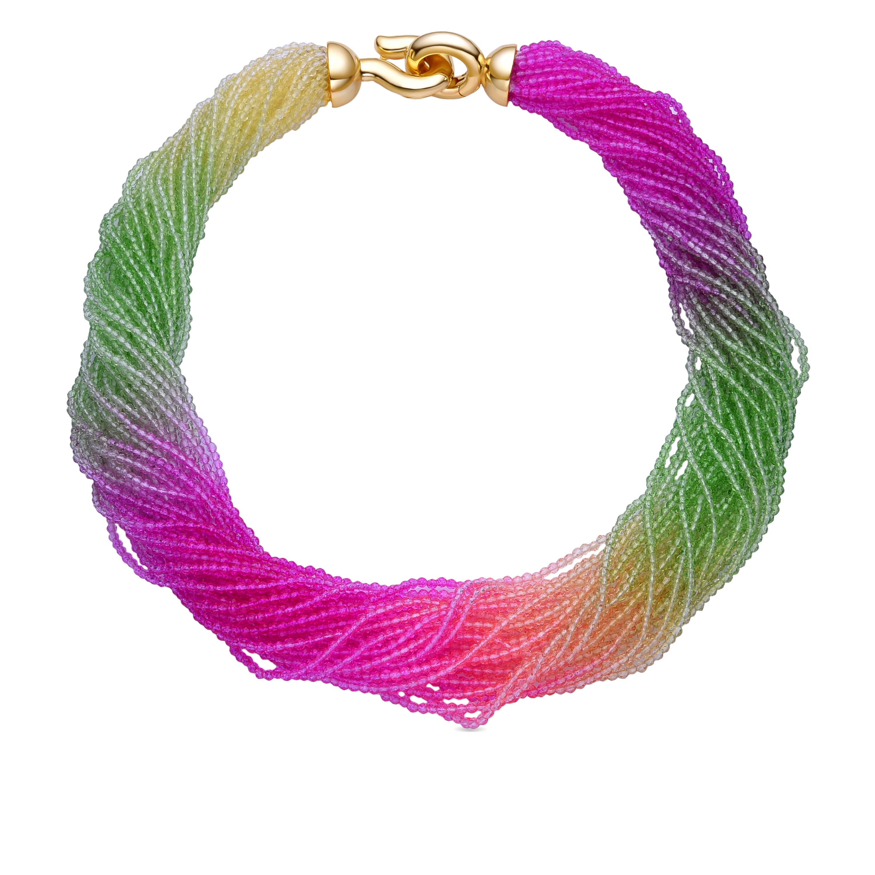 Collar Cristal Multicolor acabado en oro amarillo de 18k - Kibak