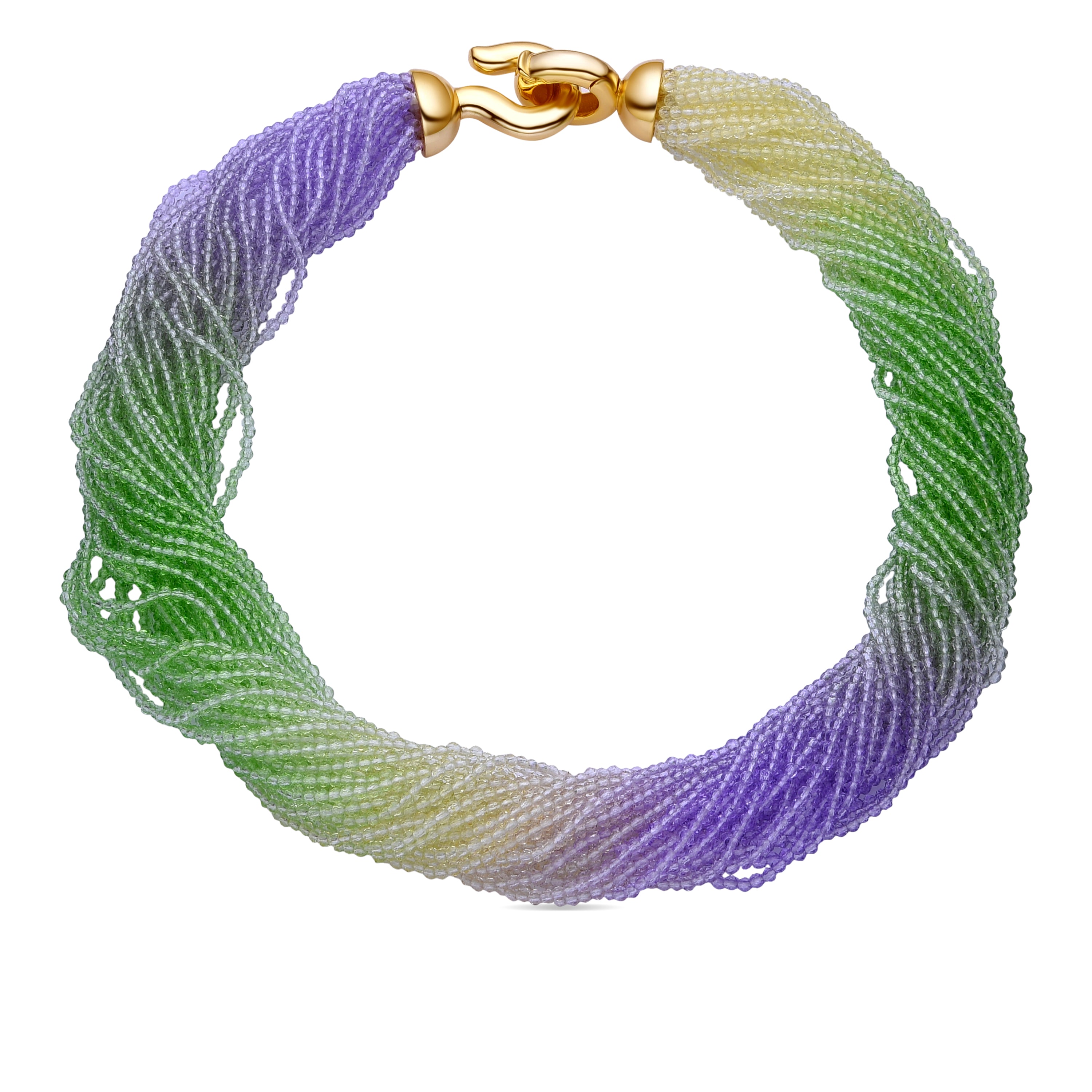 Collar Cristal Verde acabado en oro amarillo de 18k - Kibak