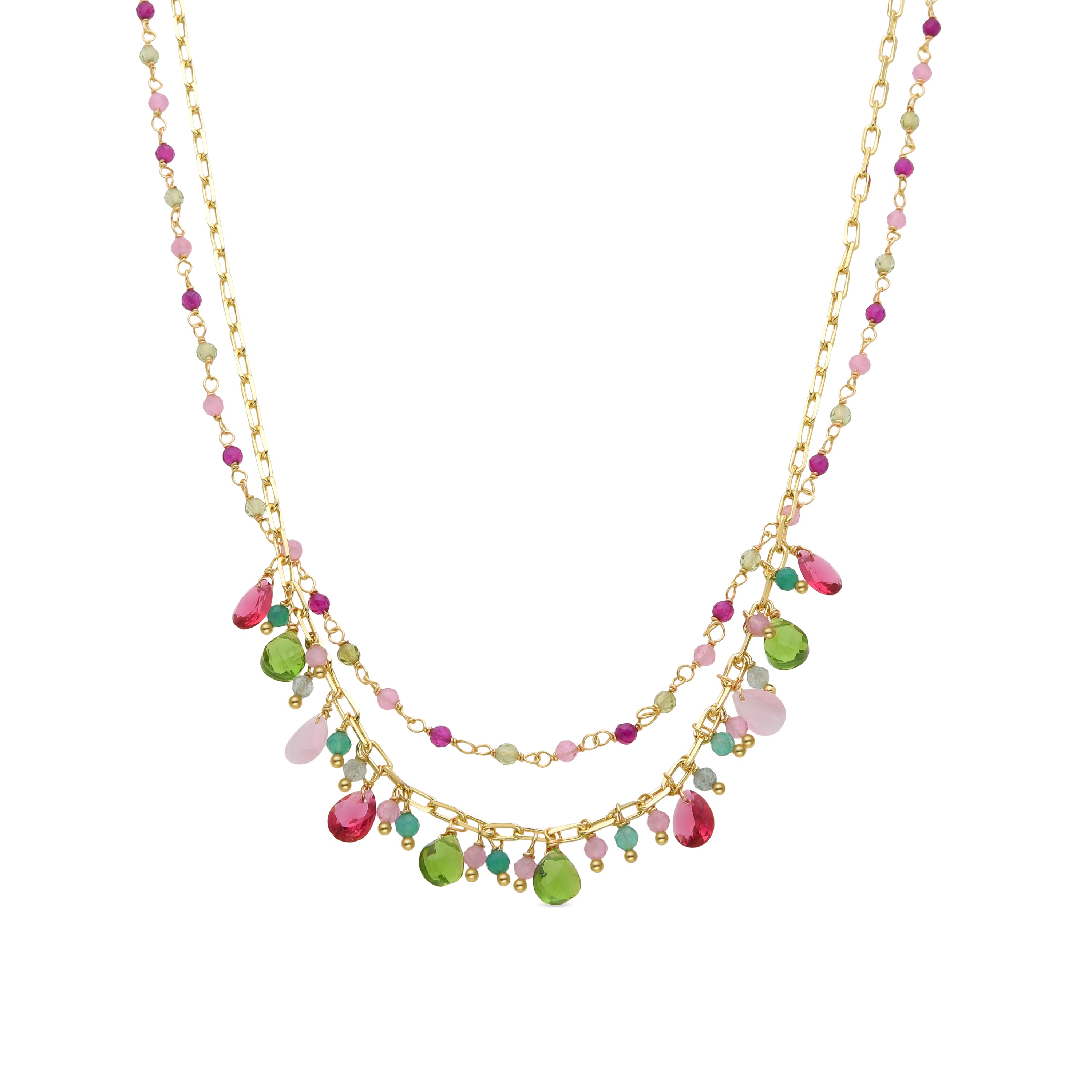 Collar de Plata de Ley 925 y Cuarzo Hidrotermal Turmalina acabado en oro amarillo de 18k - Urilys