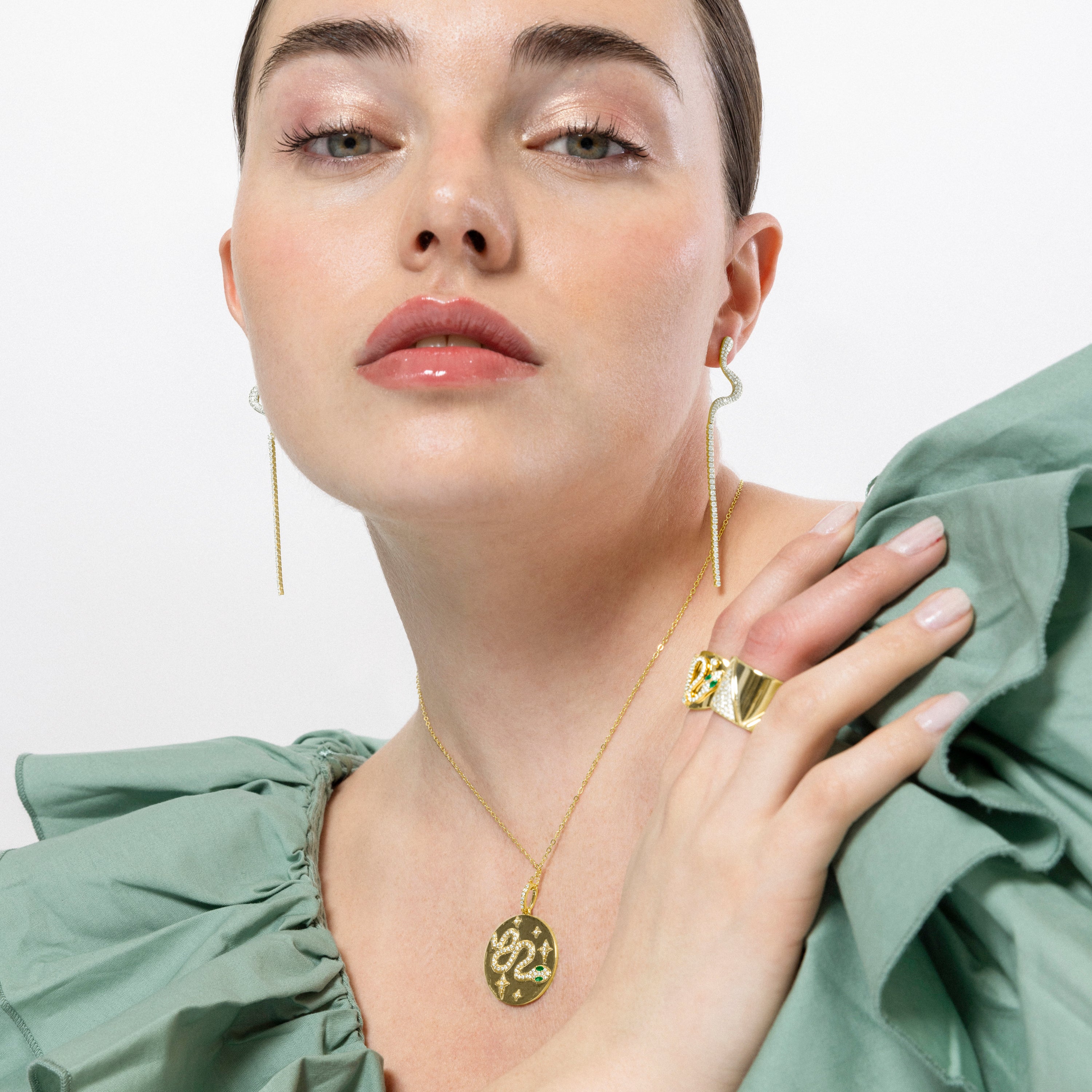 Collar de Plata de Ley 925 y Circonita Multicolor acabado en oro amarillo de 18k - Basnash