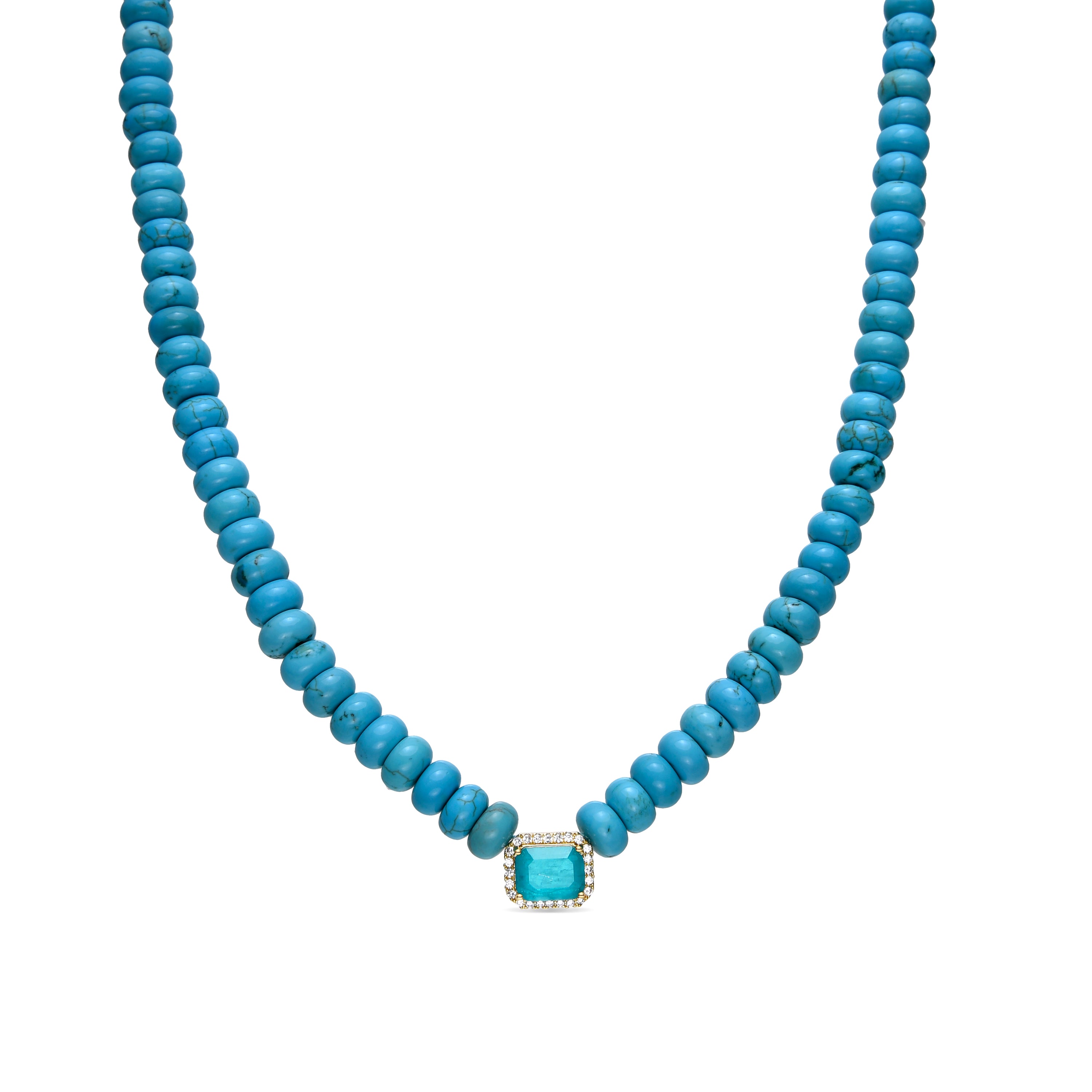 Collar de Plata de Ley 925 y Turquesa acabado en oro amarillo de 18k - Ekrul