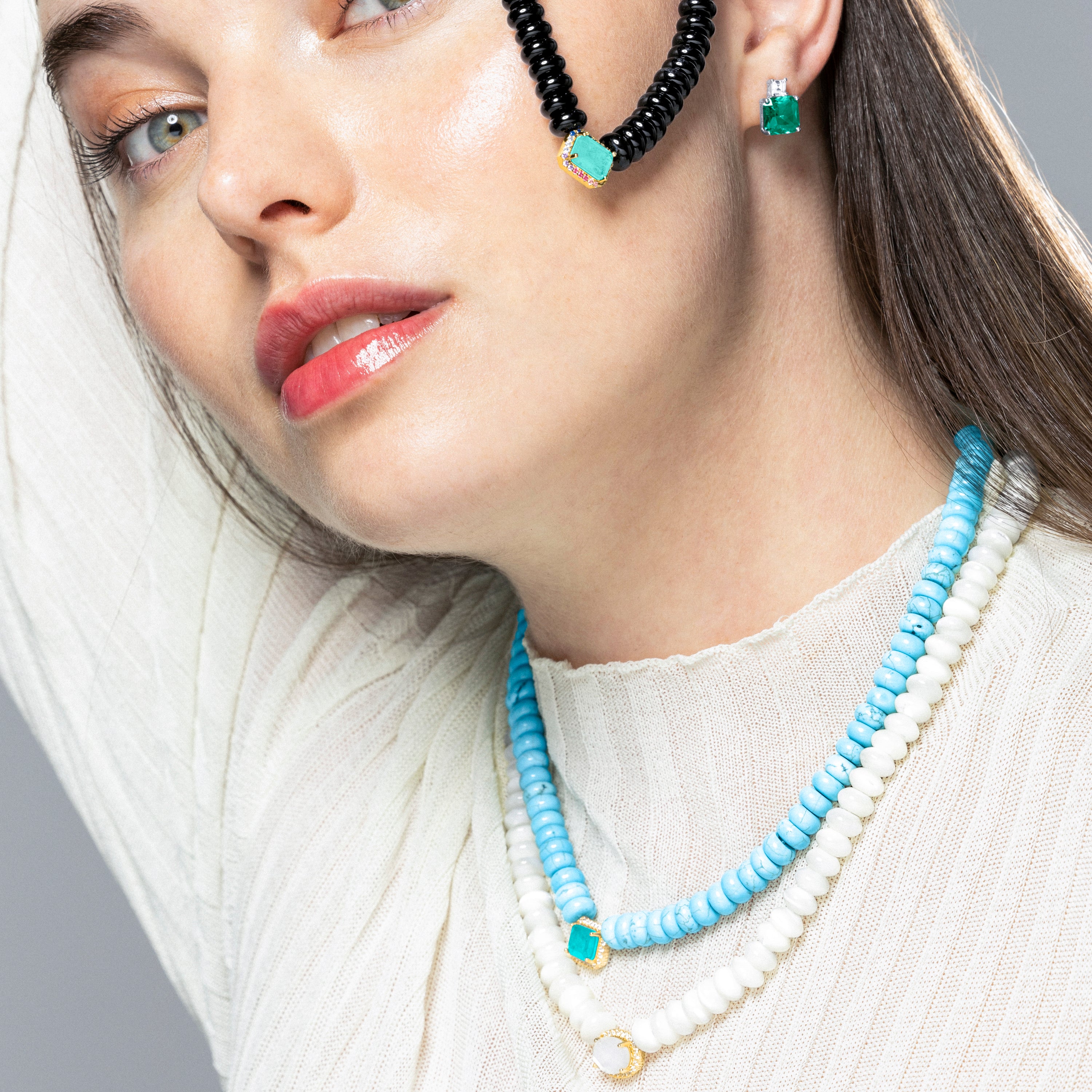 Collar de Plata de Ley 925 y Turquesa acabado en oro amarillo de 18k - Ekrul