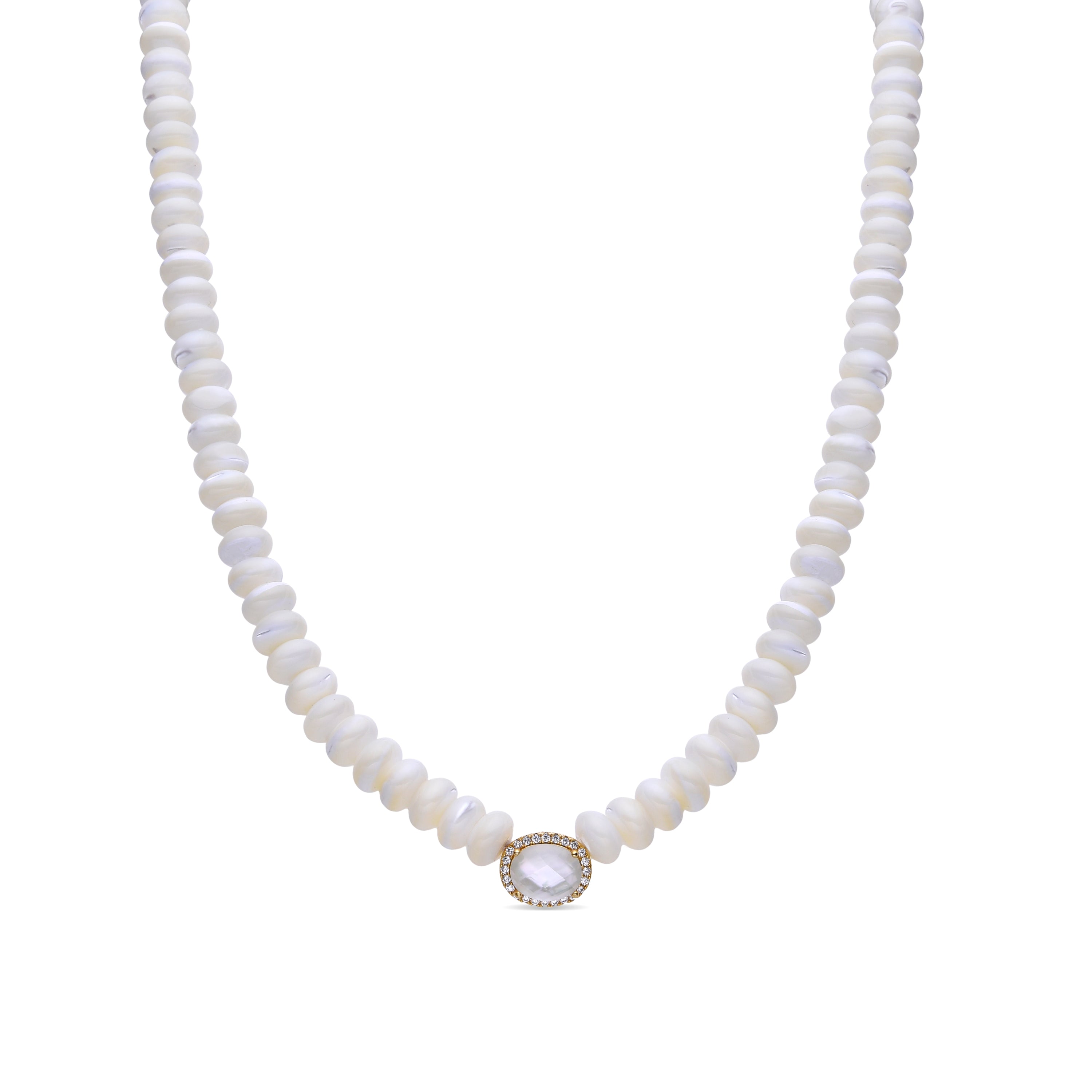 Collar de Plata de Ley 925 y Madreperla Blanca acabado en oro amarillo de 18k - Nira