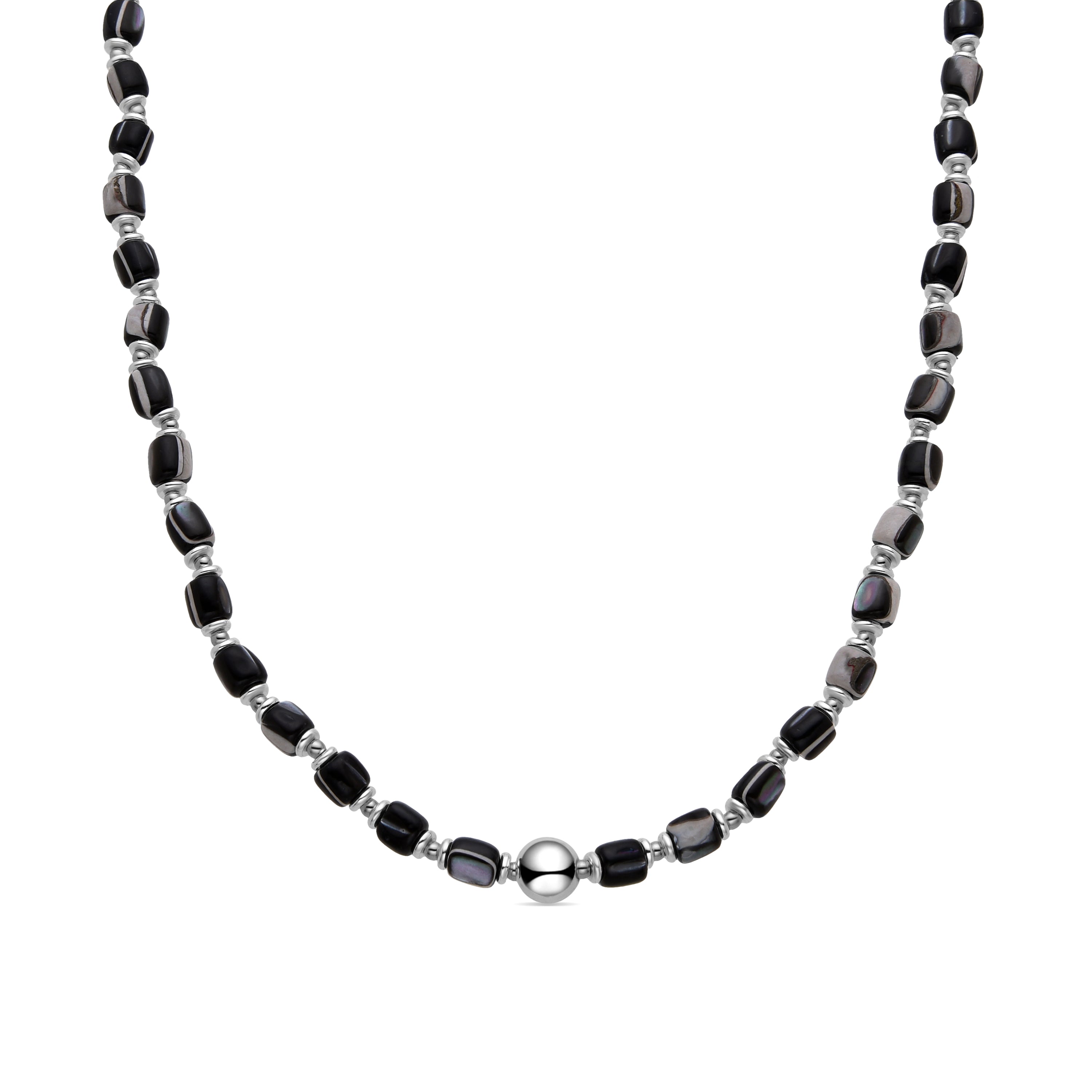 Collar de Plata de Ley 925 y Madreperla Negra acabado en rodio - Maddul