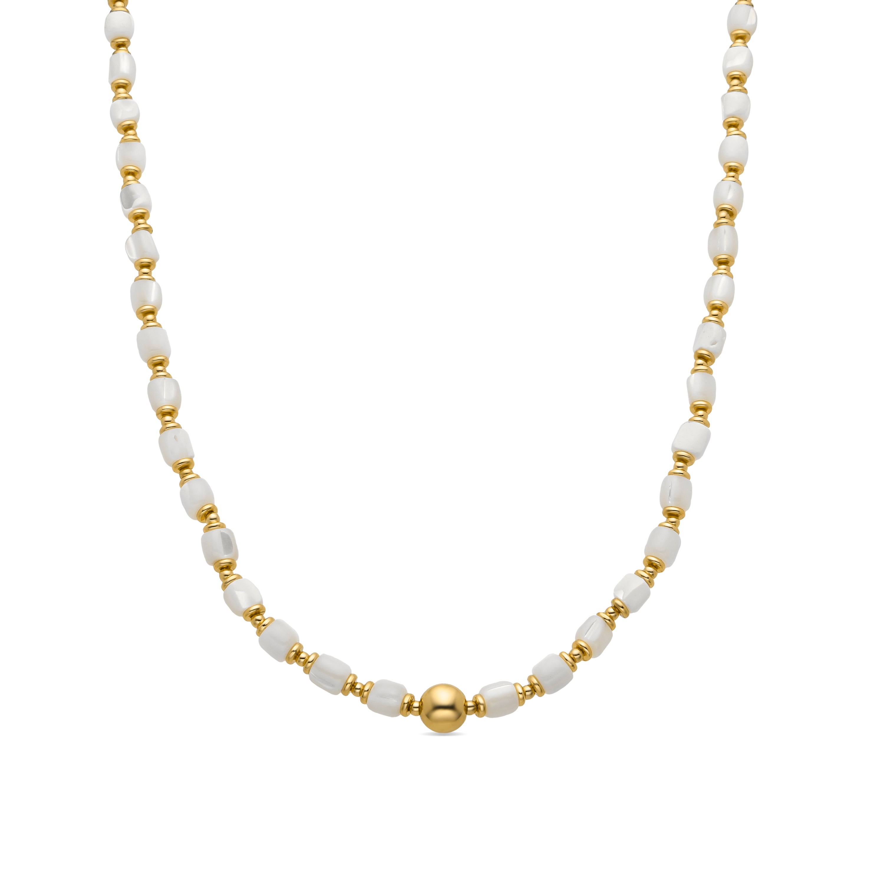 Collar de Plata de Ley 925 y Madreperla Blanca acabado en oro amarillo de 18k - Maddul