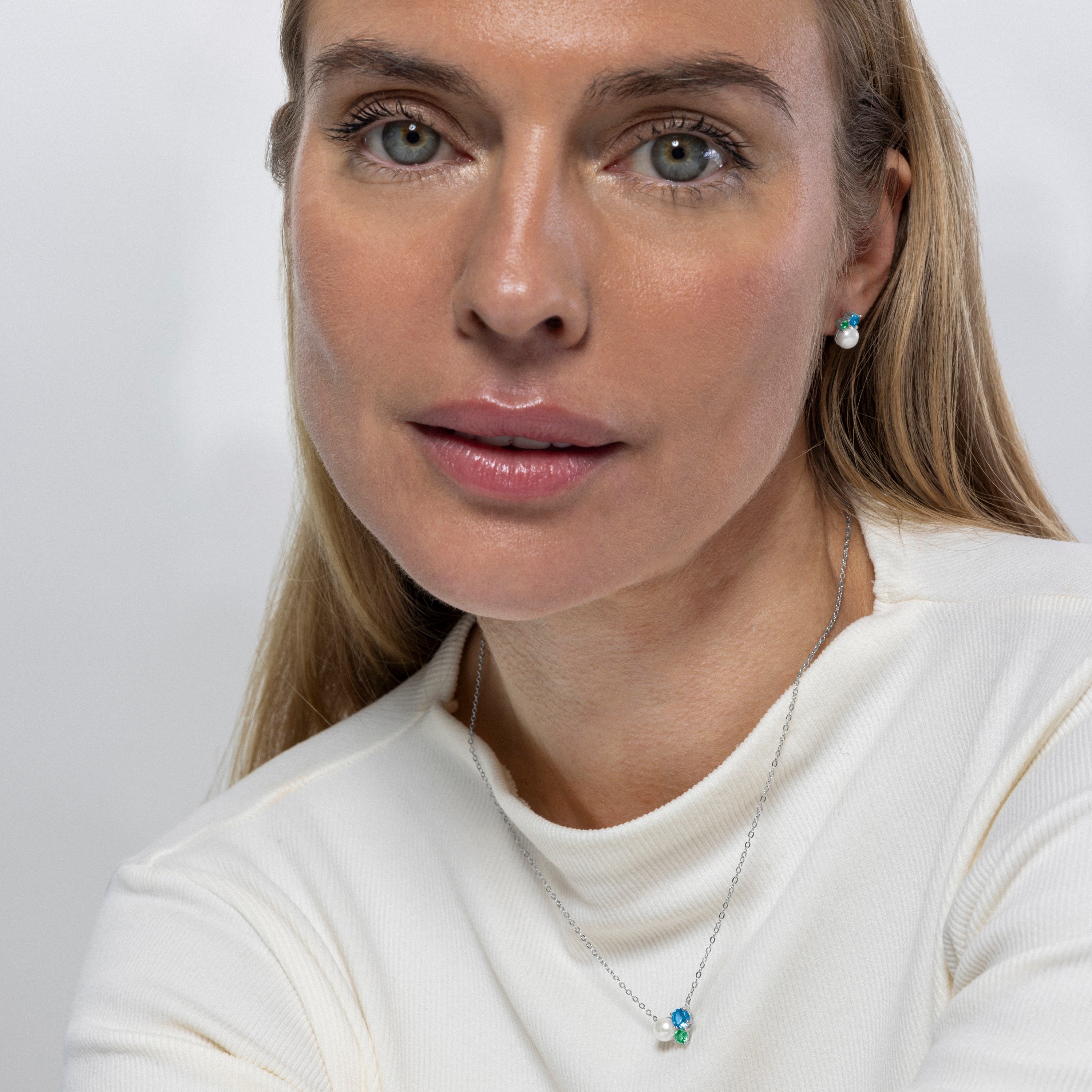 Collar de Plata de Ley 925 y Circonita Zafiro acabado en rodio - Askil