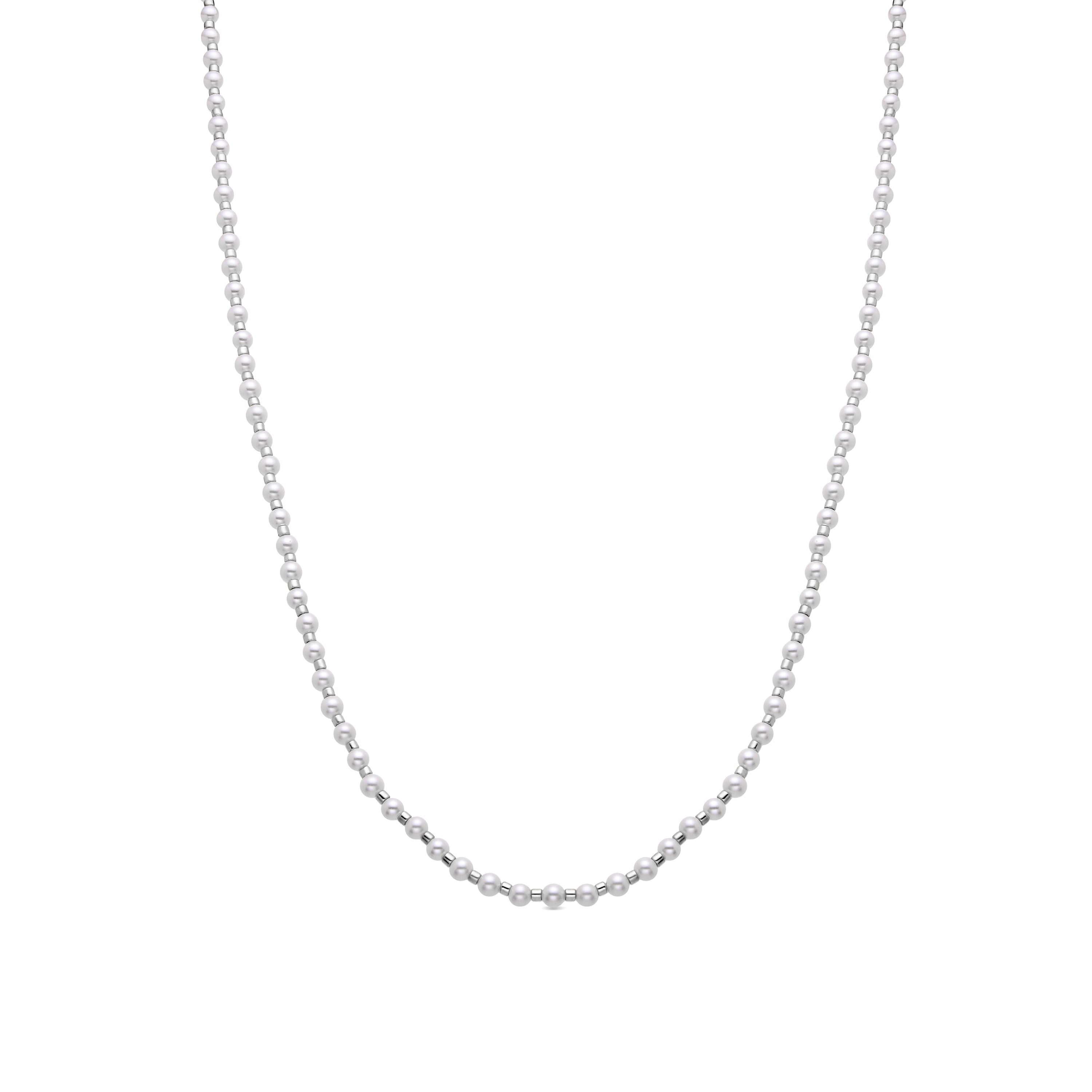 Collar de Plata de Ley 925 y Perla Blanca acabado en rodio - Saayn