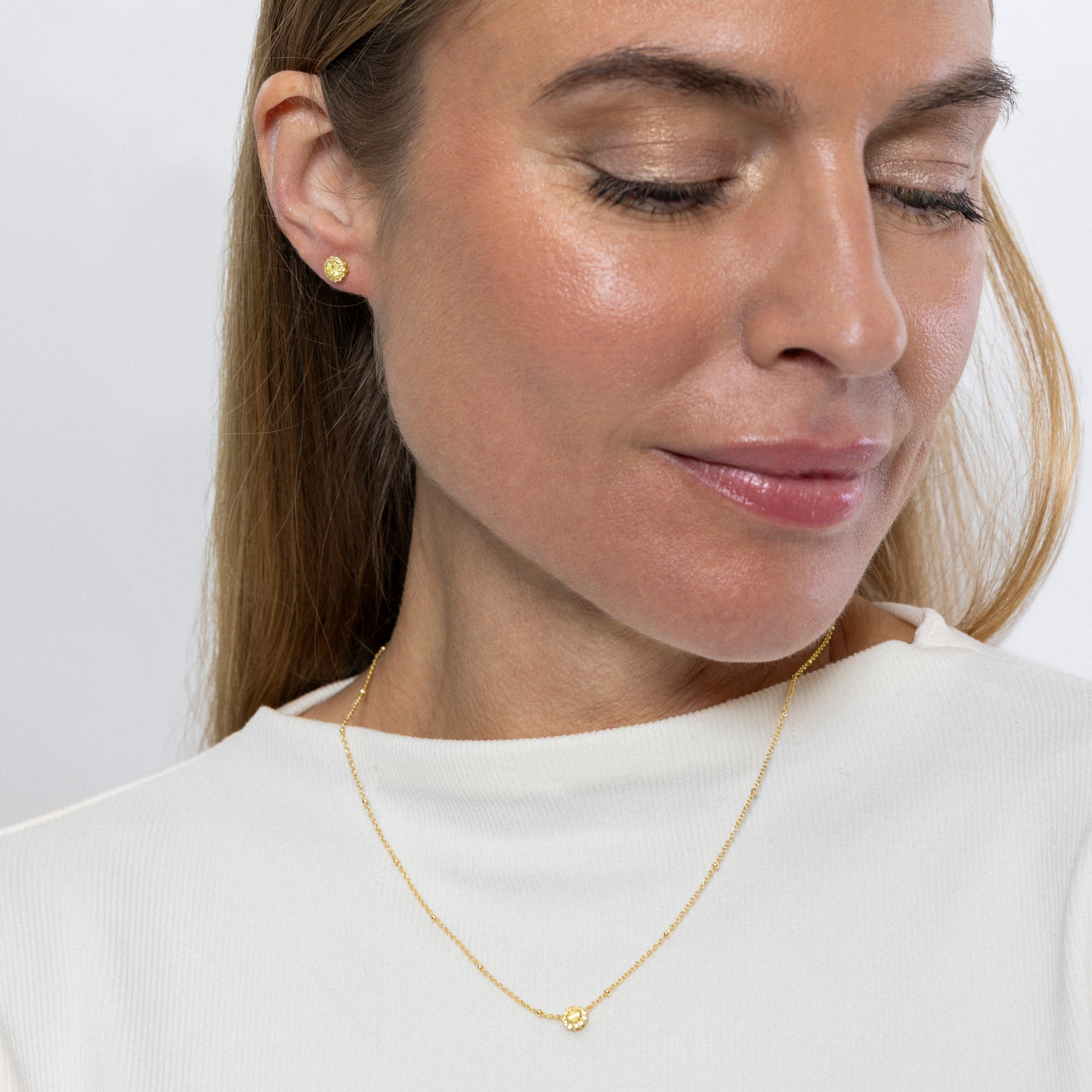 Collar de Plata de Ley 925 y Padparadscha acabado en oro amarillo de 18k - Hafai