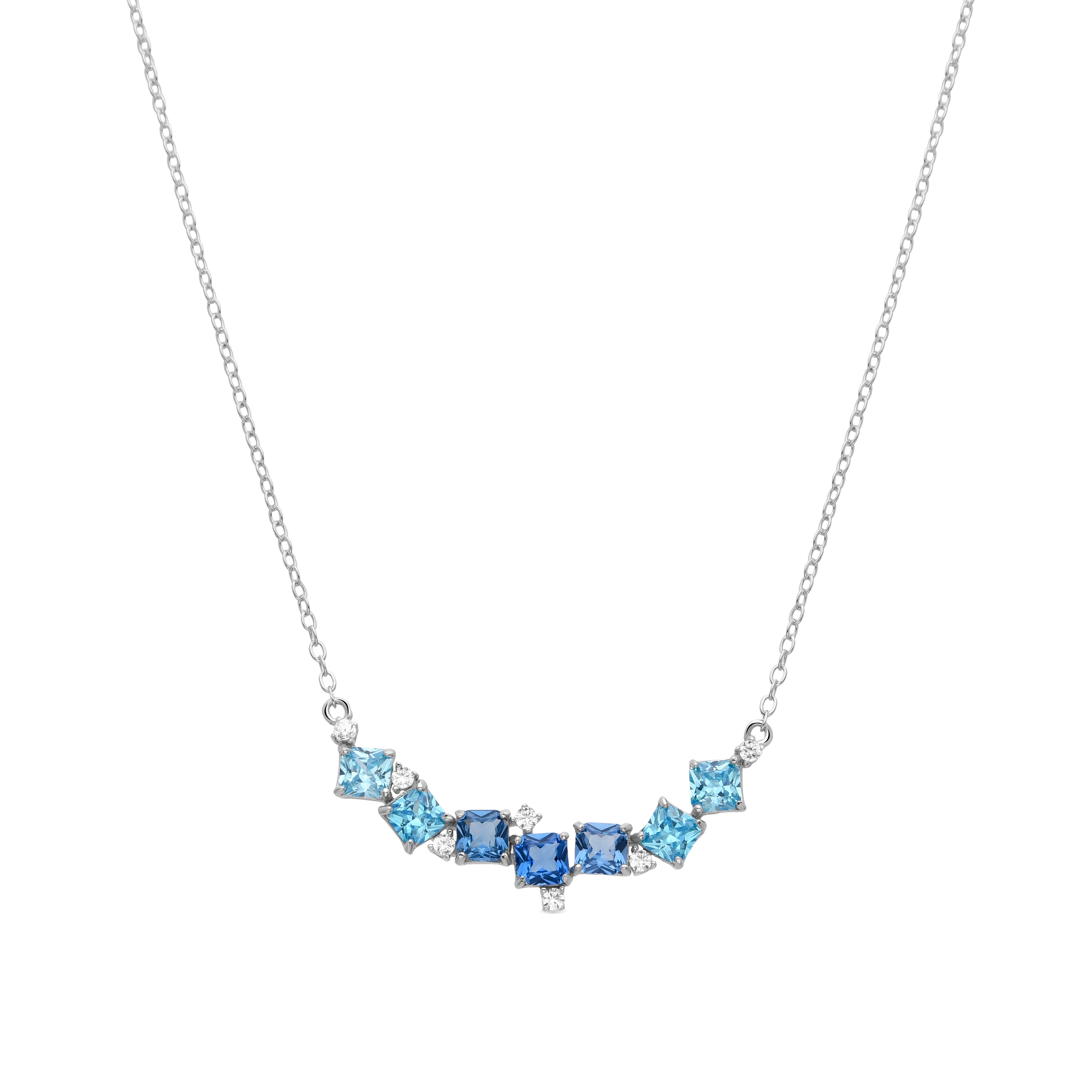 Collar de Plata de Ley 925 y Circonita Aguamarina acabado en rodio - Akma