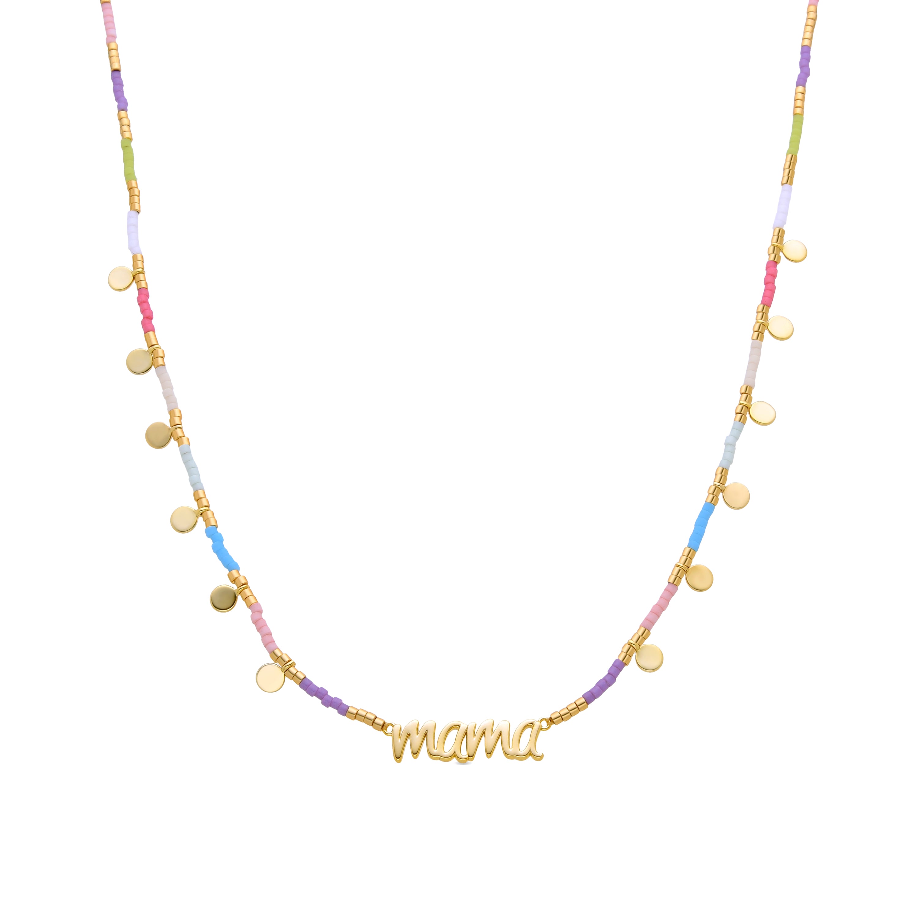 Collar de Plata de Ley 925 y Cristal Multicolor acabado en oro amarillo de 18k - Mama