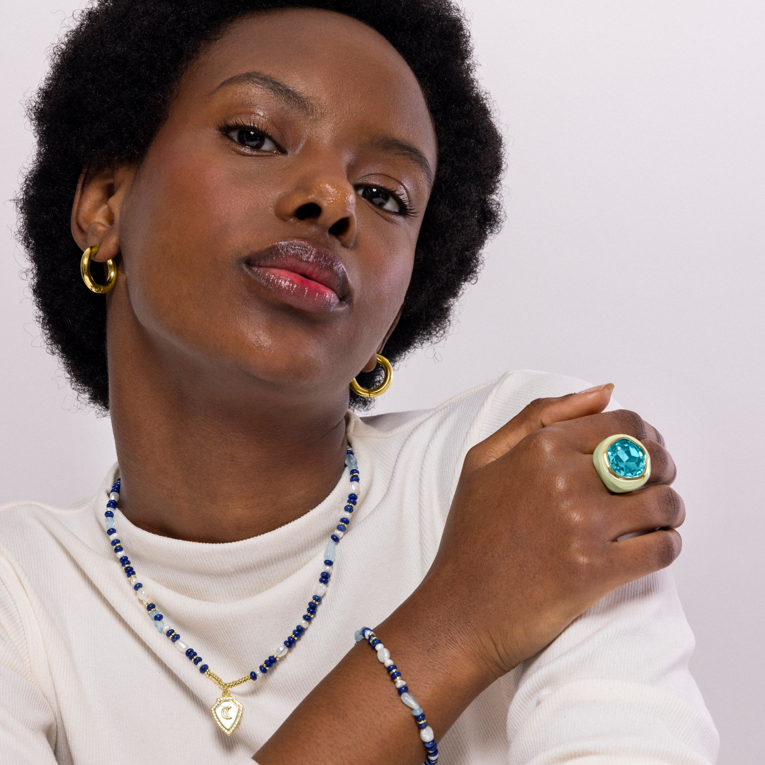 Collar de Plata de Ley 925 y Lapislazuli Natural acabado en oro amarillo de 18k - Menya