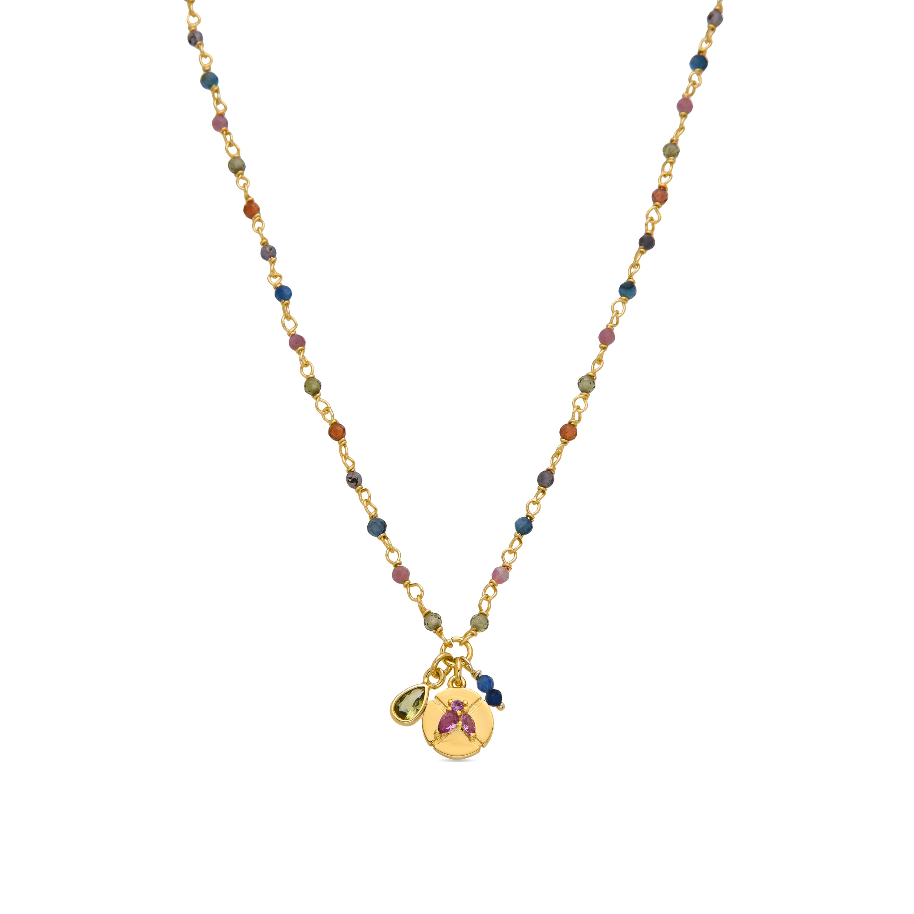 Collar de Plata de Ley 925 y Cristal Multicolor acabado oro 18k - Iorz