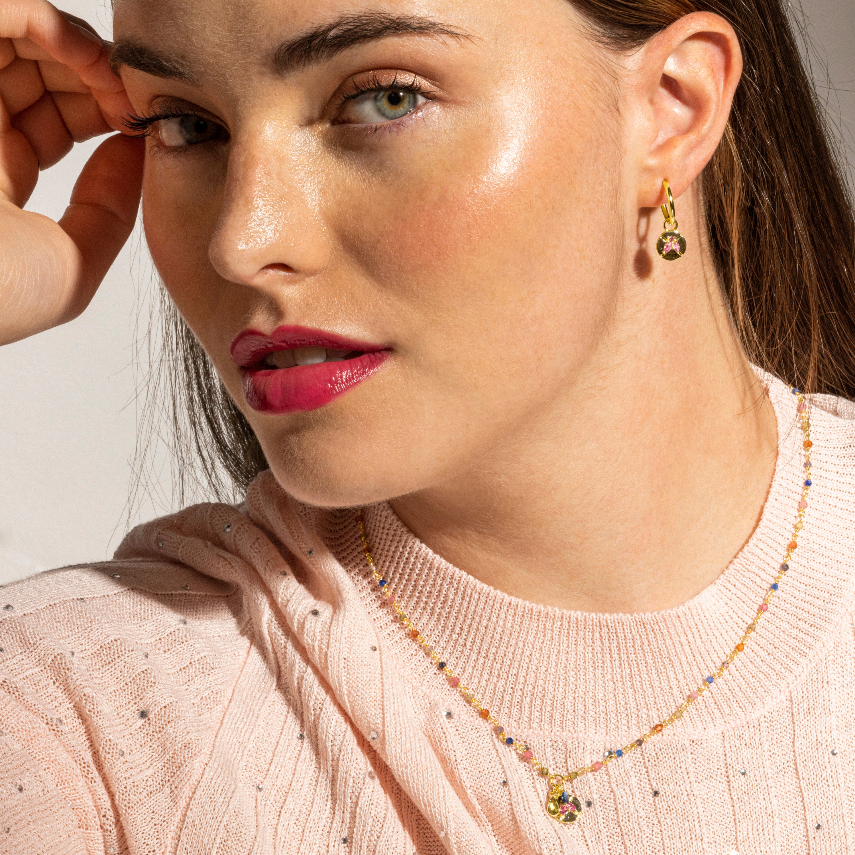 Collar de Plata de Ley 925 y Cristal Multicolor acabado oro 18k - Iorz