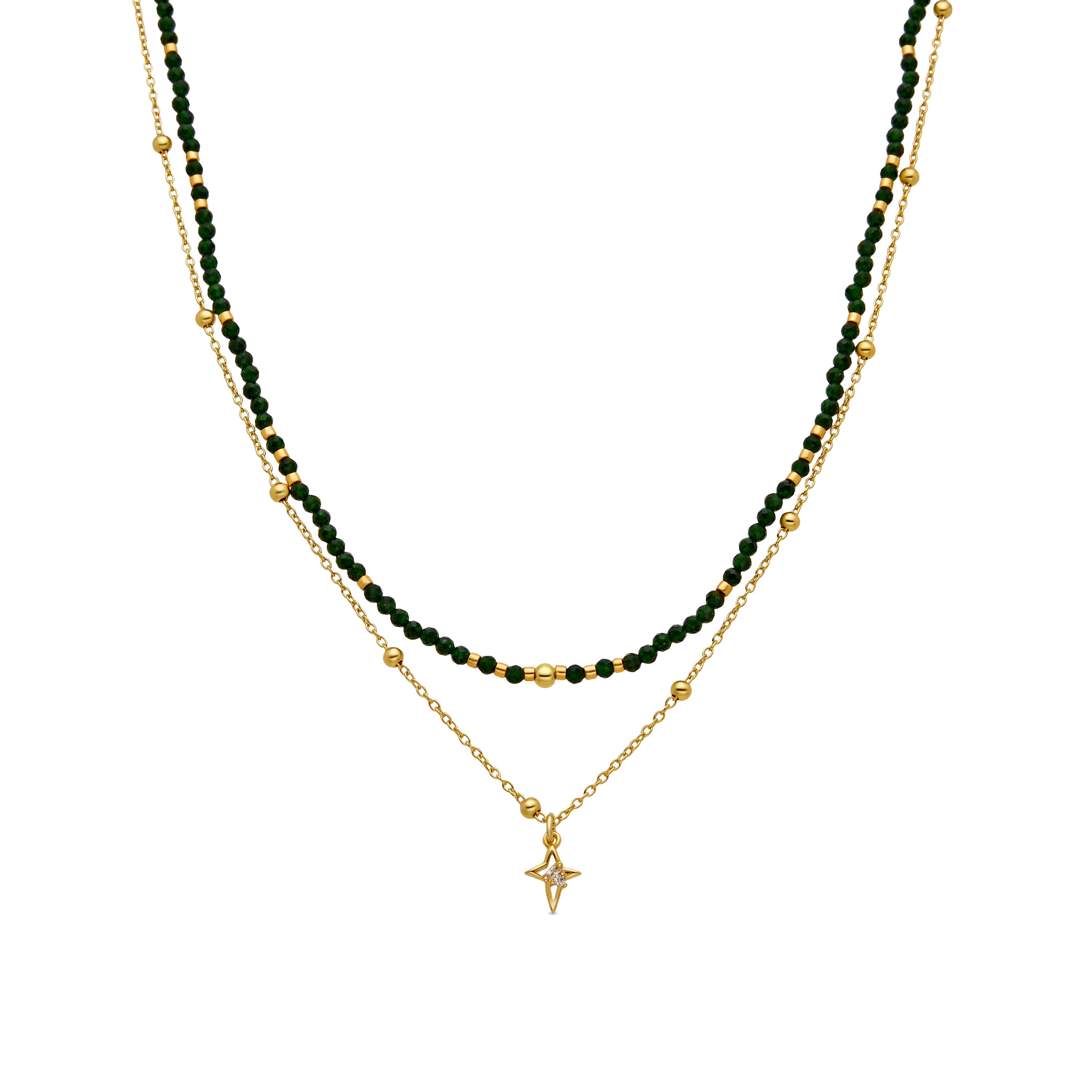 Collar de Plata de Ley 925 y Circonita Brillante acabado oro 18k - Mipur