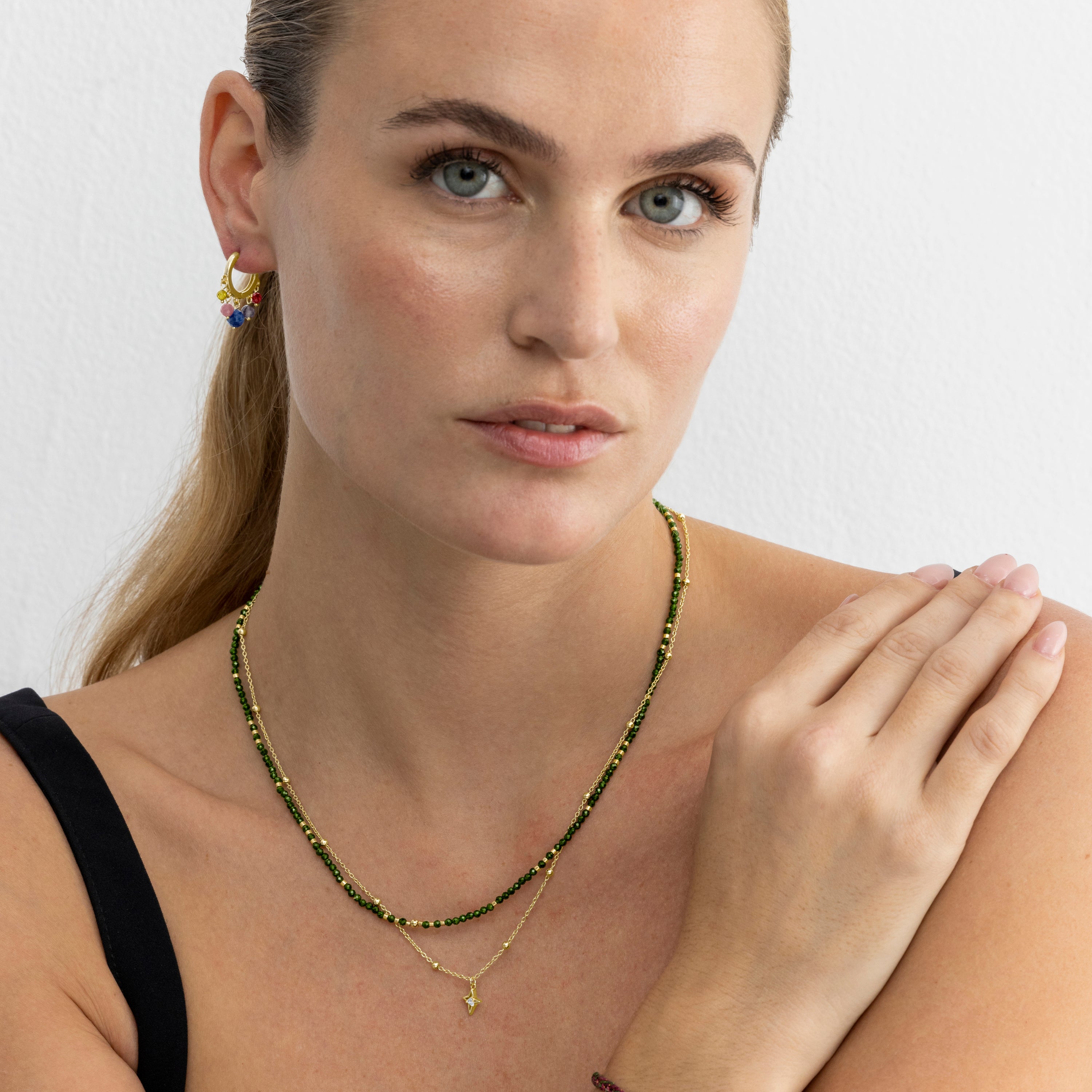 Collar de Plata de Ley 925 y Circonita Brillante acabado oro 18k - Mipur