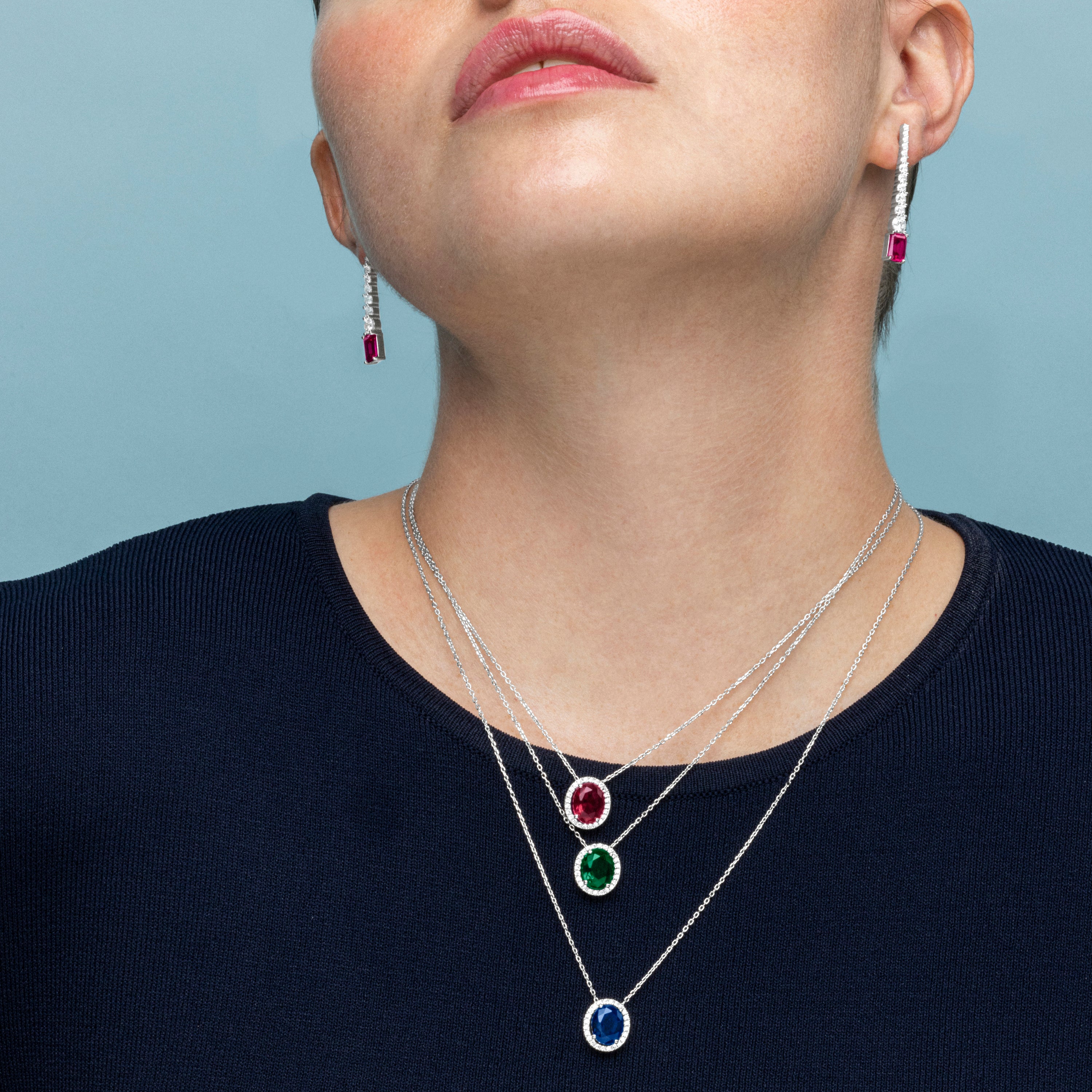 Collar de Plata de Ley 925 y Circonita Rubí acabado en rodio - Lyla