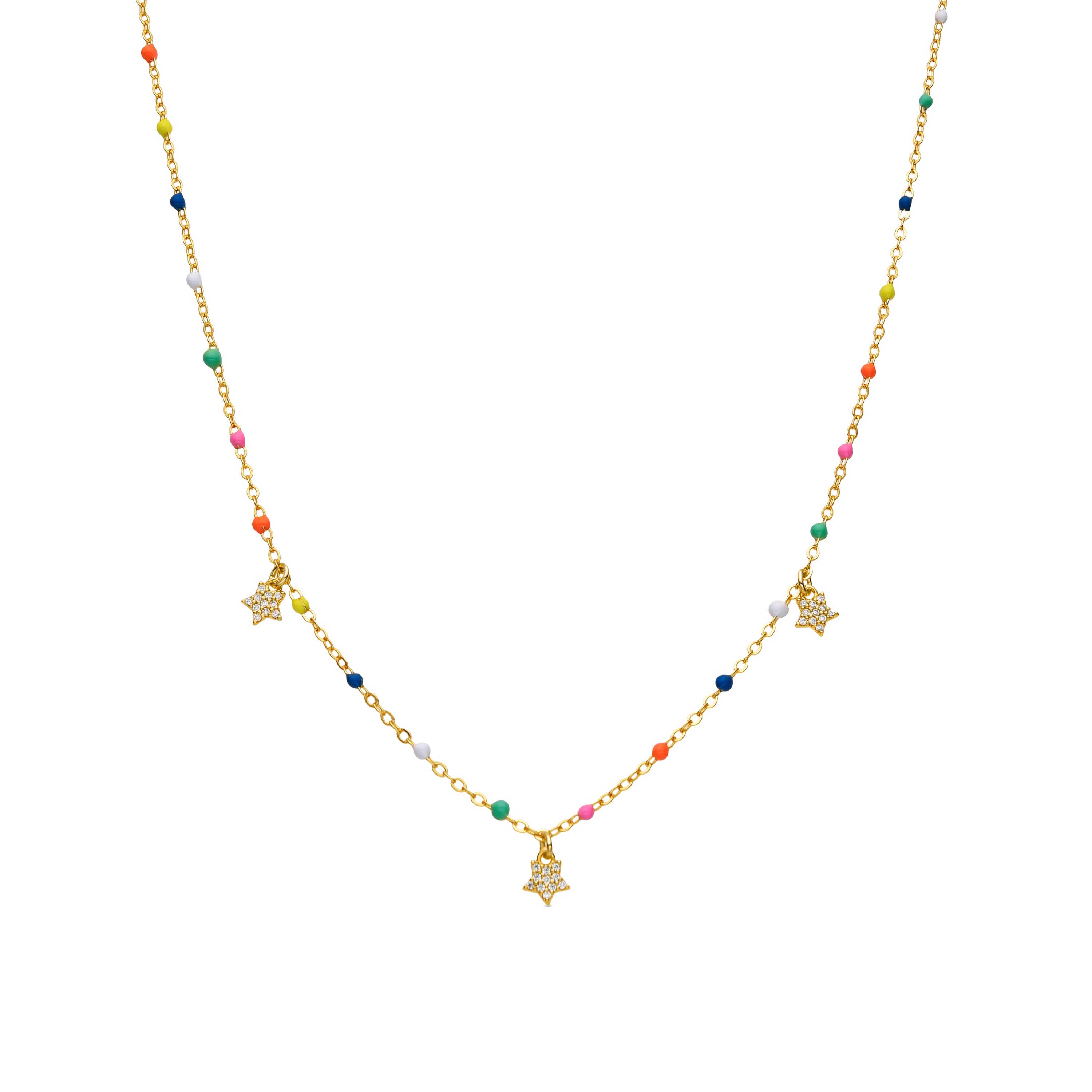 Collar de Plata de Ley 925 y Lacado Multicolor acabado oro amarillo de 18k - Asima