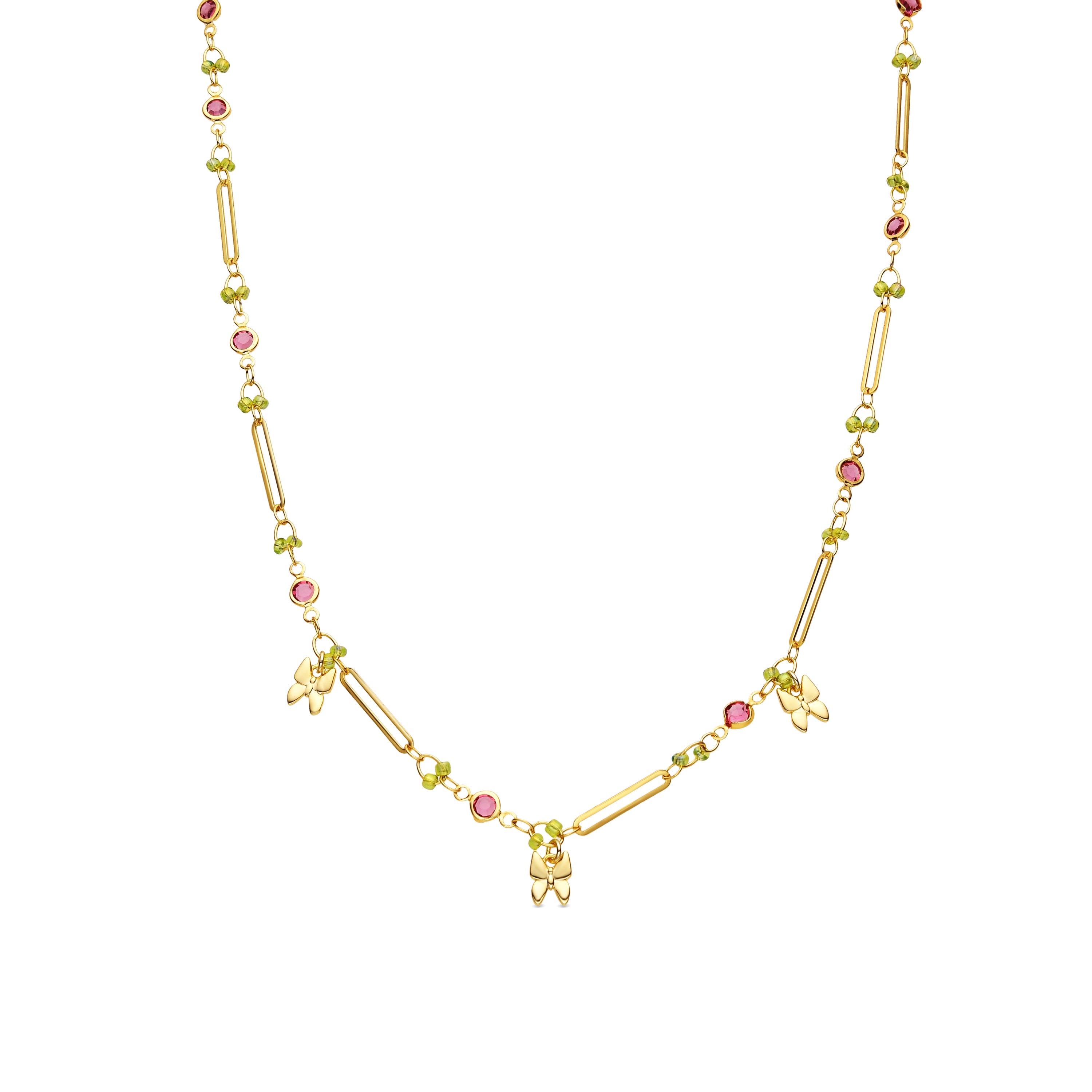 Collar de Plata de Ley 925 y Circonita Rubí acabado oro amarillo de 18k - Pirox