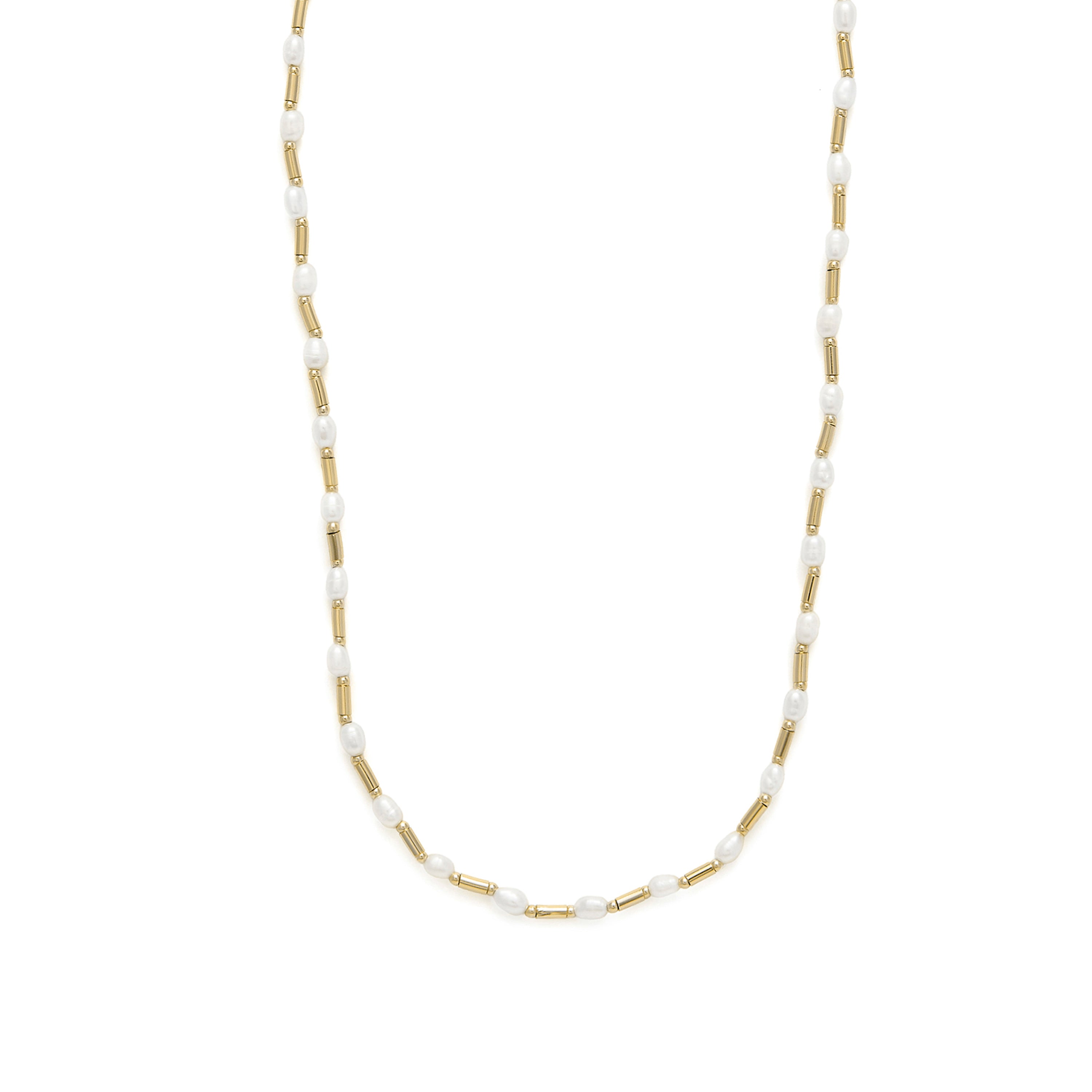 Collar de Plata de Ley 925 y Perla Blanca acabado en oro amarillo 18k - Laurid