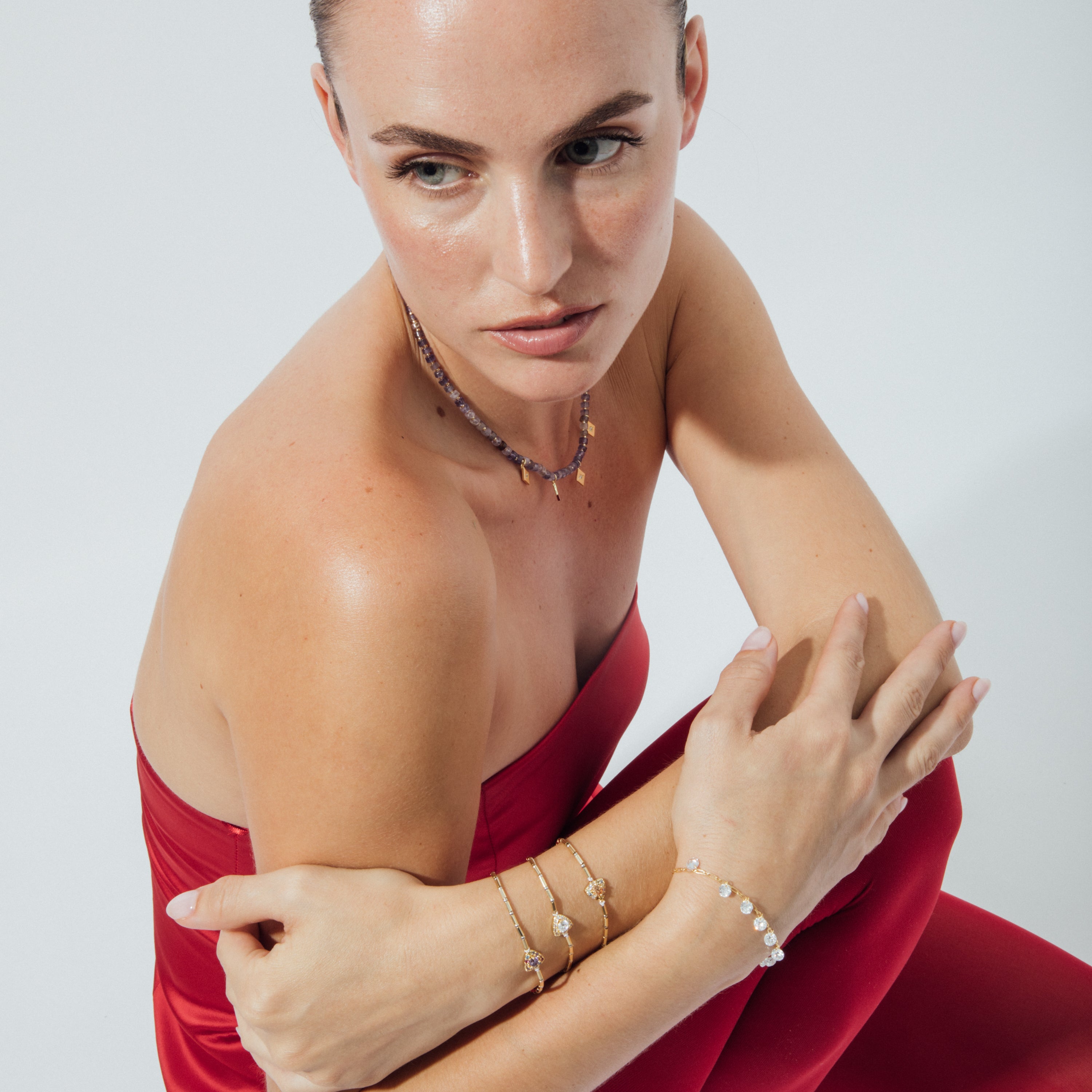 Collar de Plata de Ley 925 y Amatista Natural acabado en oro amarillo 18k - Thyfa