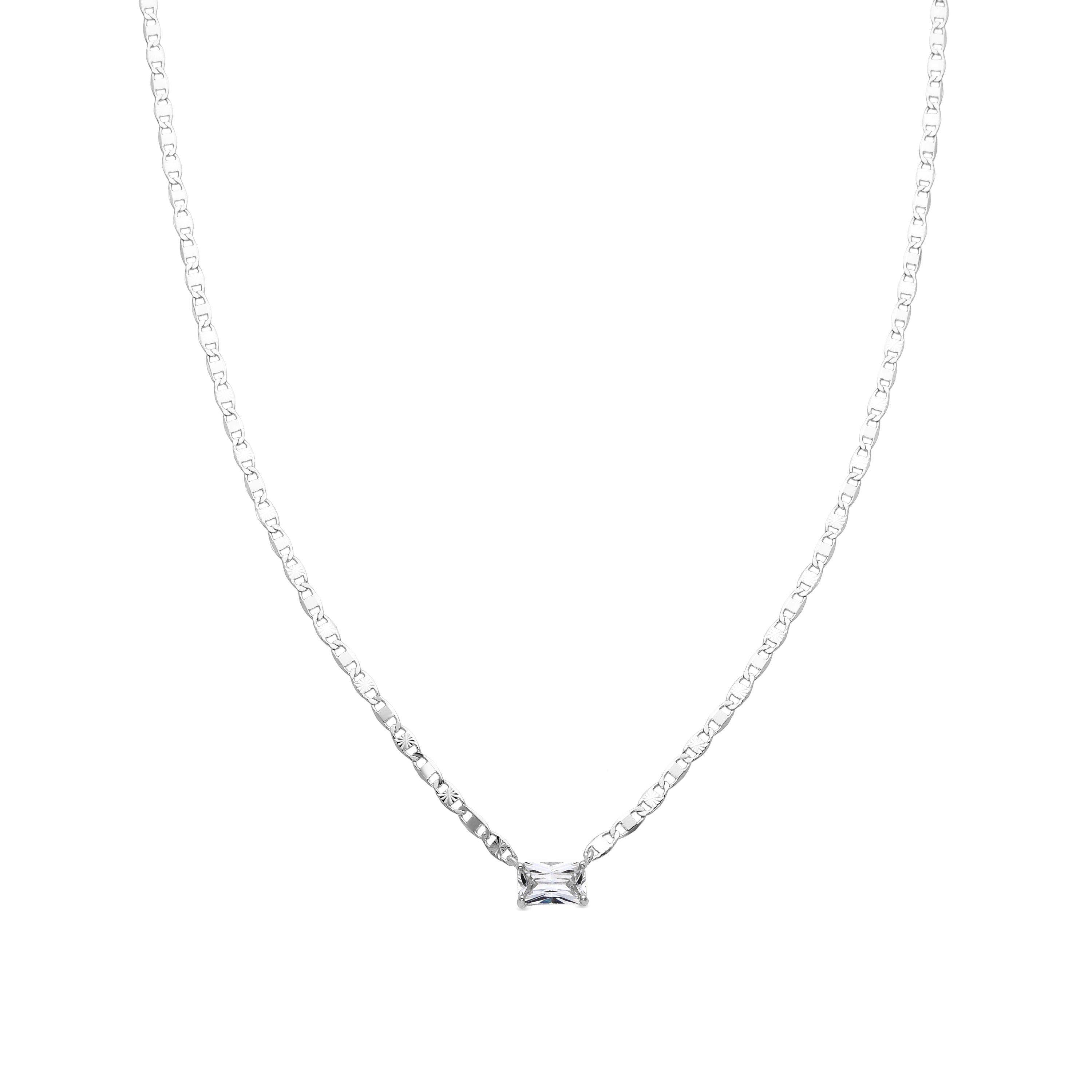 Collar de Plata de Ley 925 y Circonita Brillante acabado rodio - Dusan