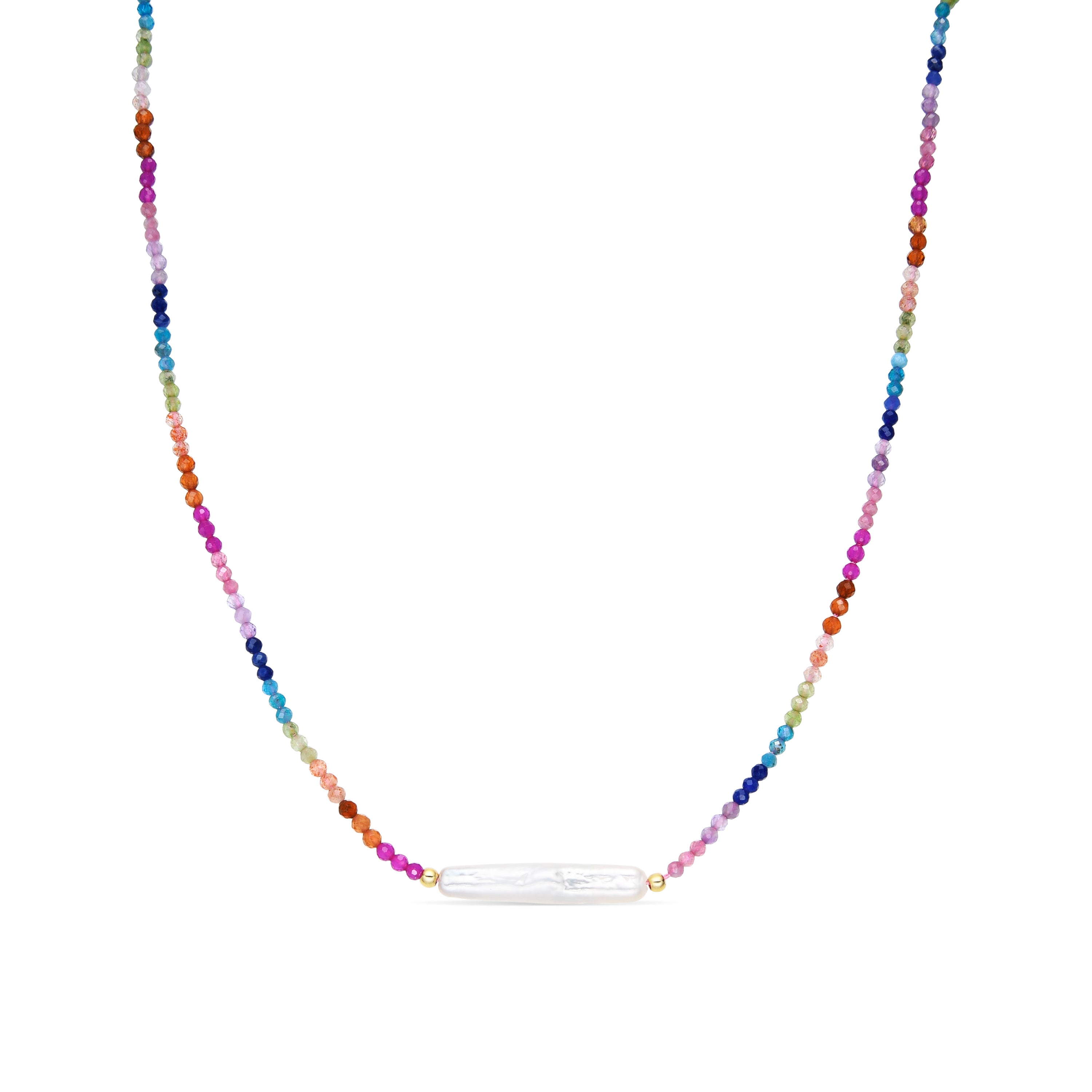 Collar de Plata de Ley 925 y Cristal Multicolor acabado oro amarillo de 18k - Wira