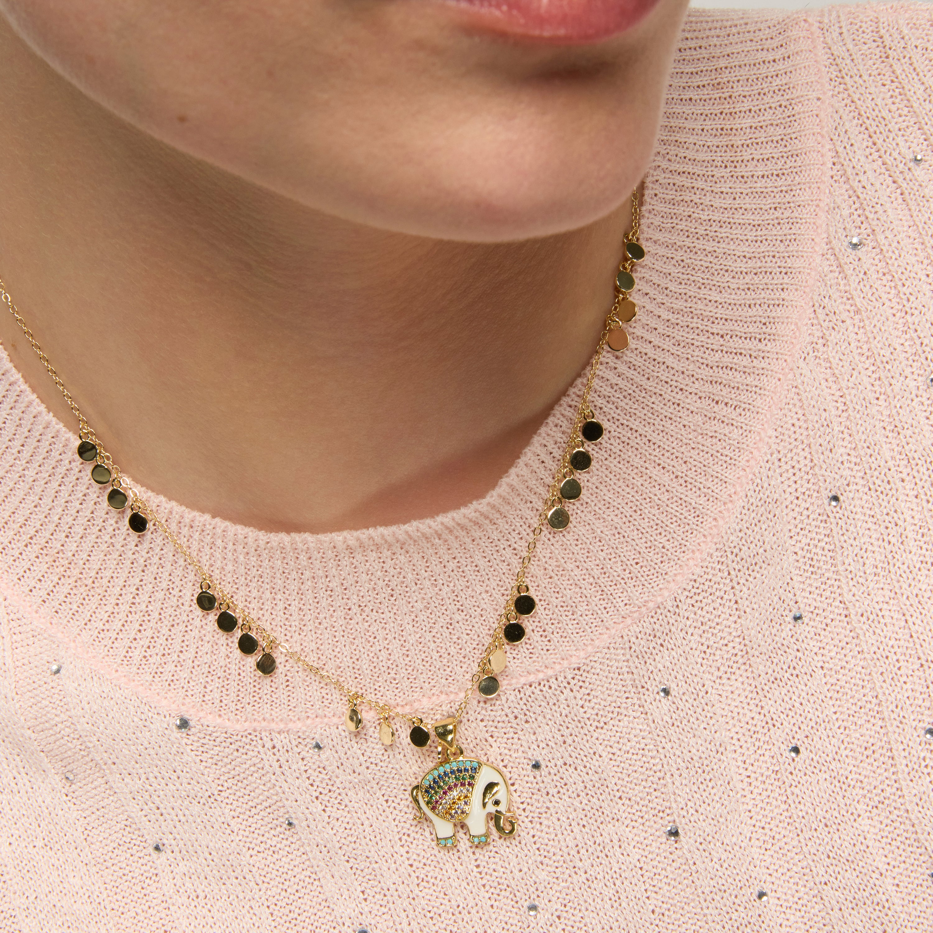 Collar de Plata de Ley 925 y Circonita Multicolor acabado oro amarillo de 18k - Xikan