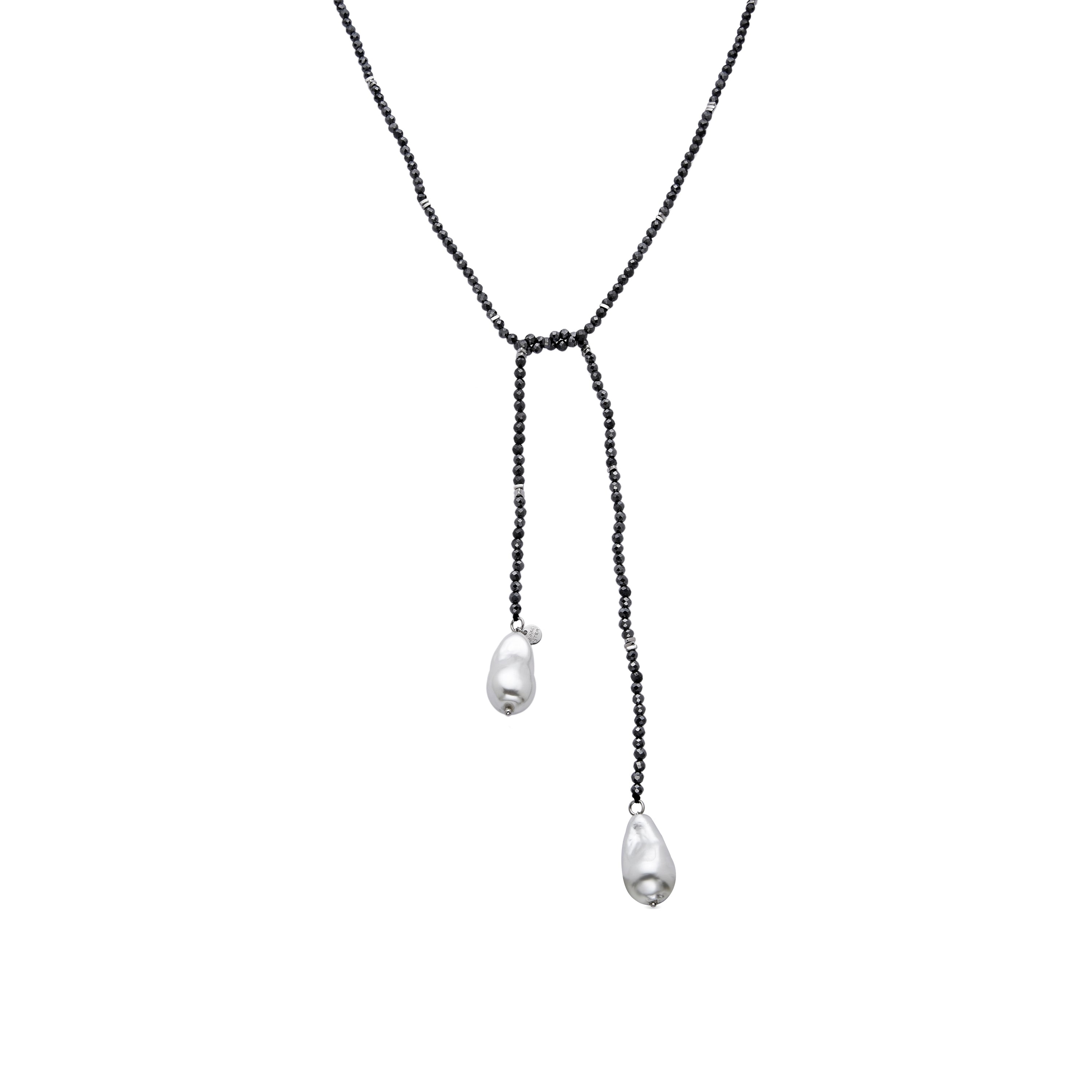 Collar de Plata de Ley 925 y Hematite acabado rodio - Lorex