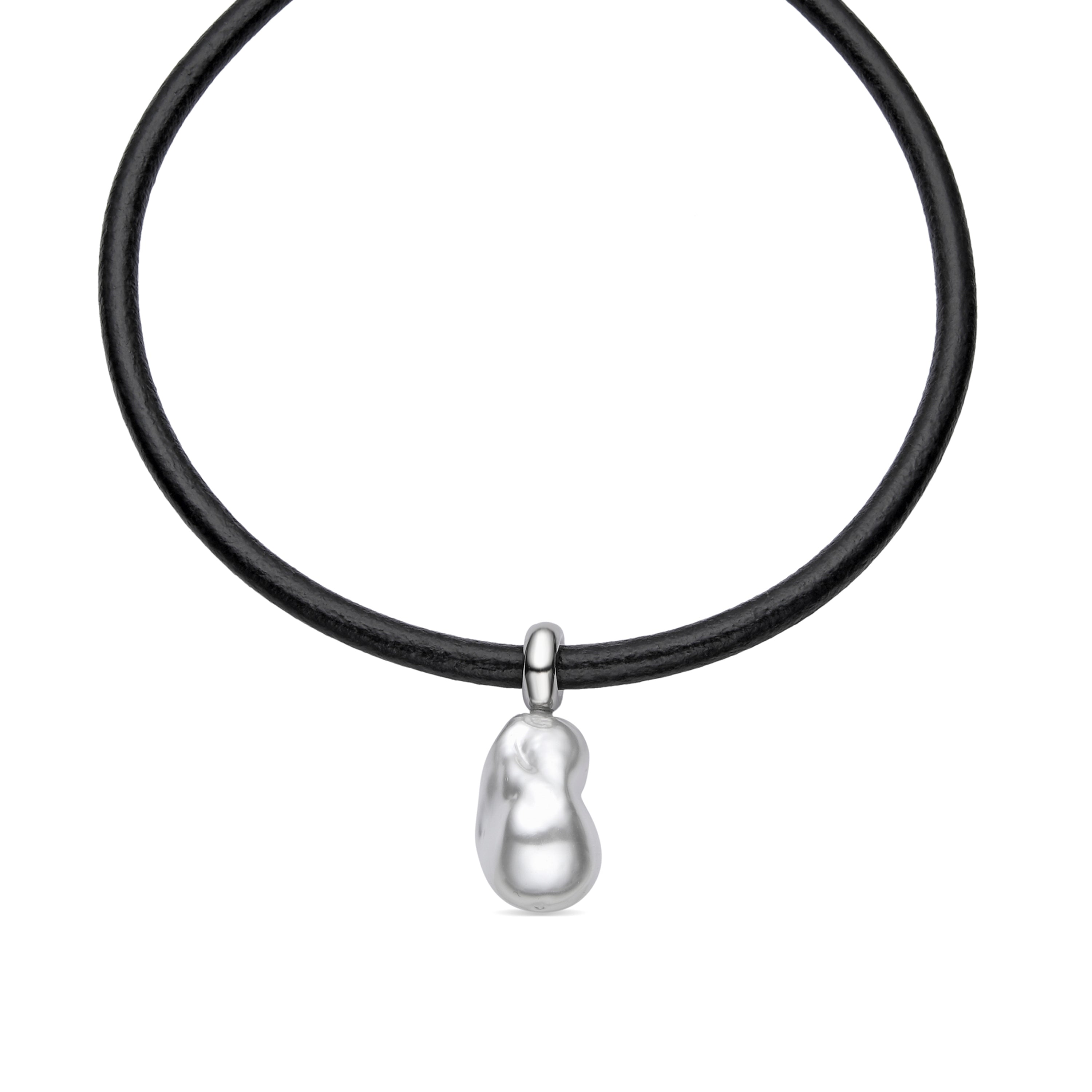 Collar de Plata de Ley 925 y Perla Blanca acabado rodio - Abongo