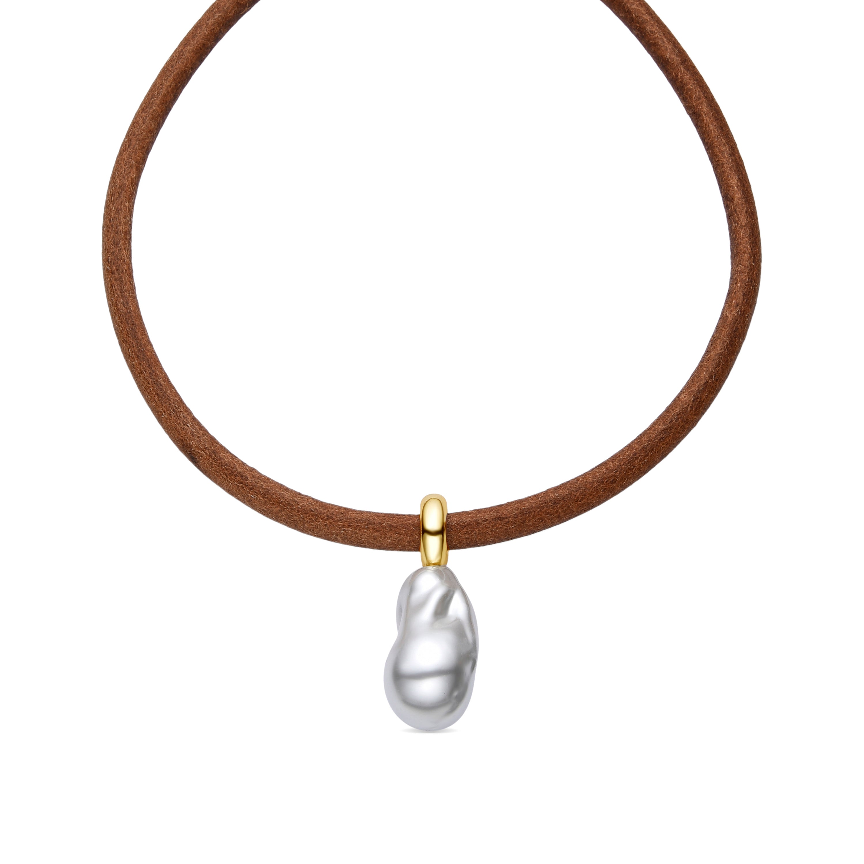 Collar de Plata de Ley 925 y Perla Blanca acabado oro amarillo de 18k - Abongo