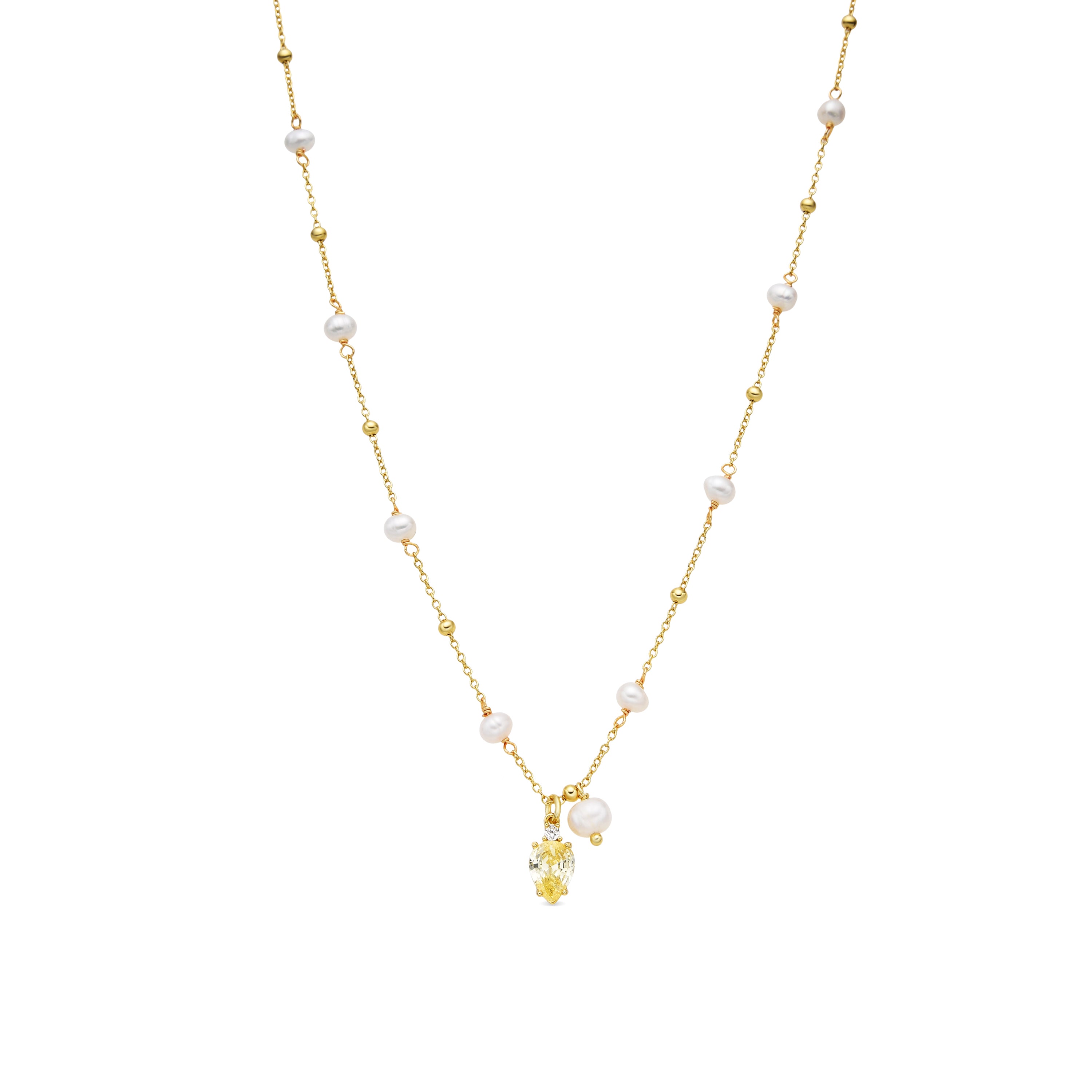 Collar de Plata de Ley 925 y Padparadscha acabado oro amarillo de 18k - Lebao