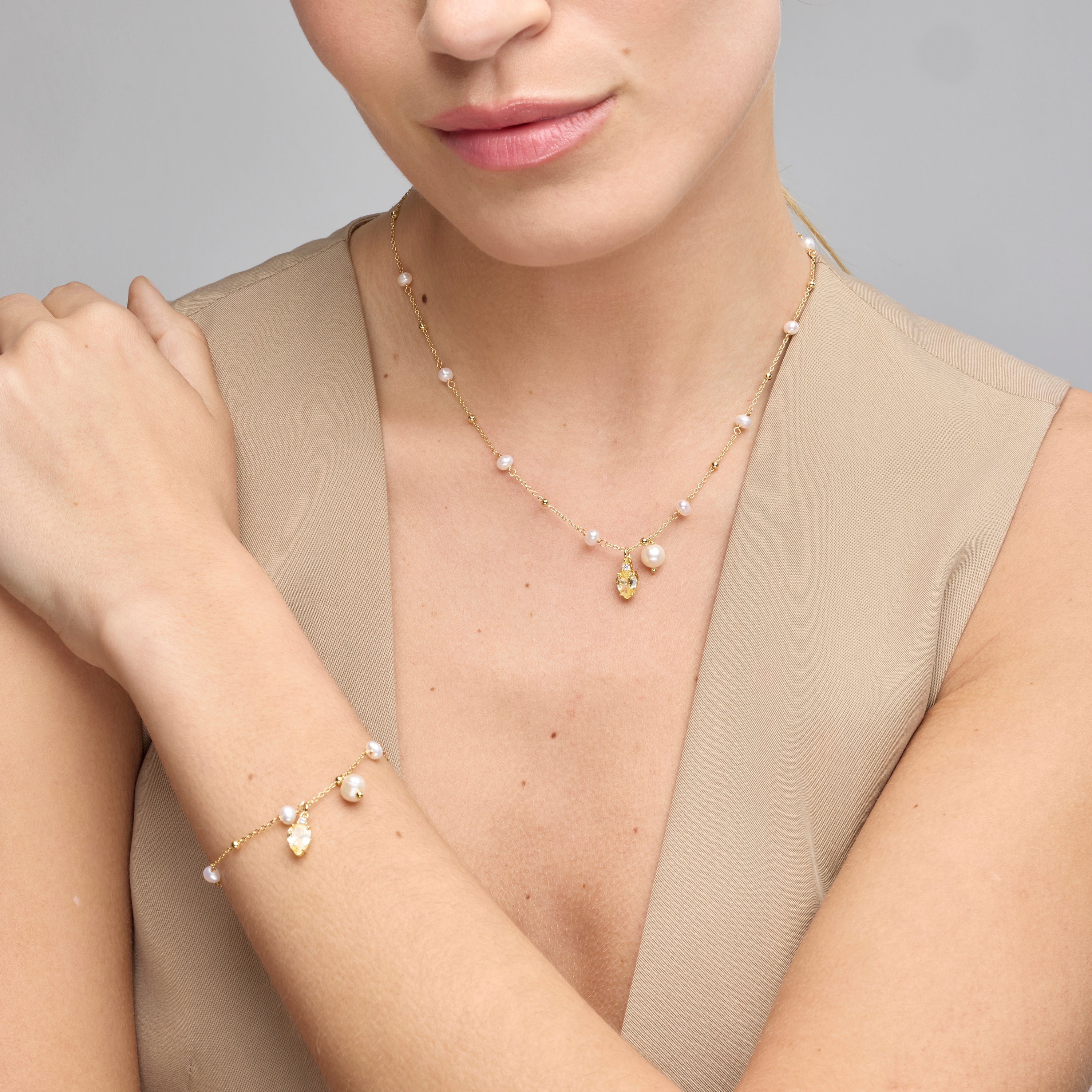 Collar de Plata de Ley 925 y Padparadscha acabado oro amarillo de 18k - Lebao