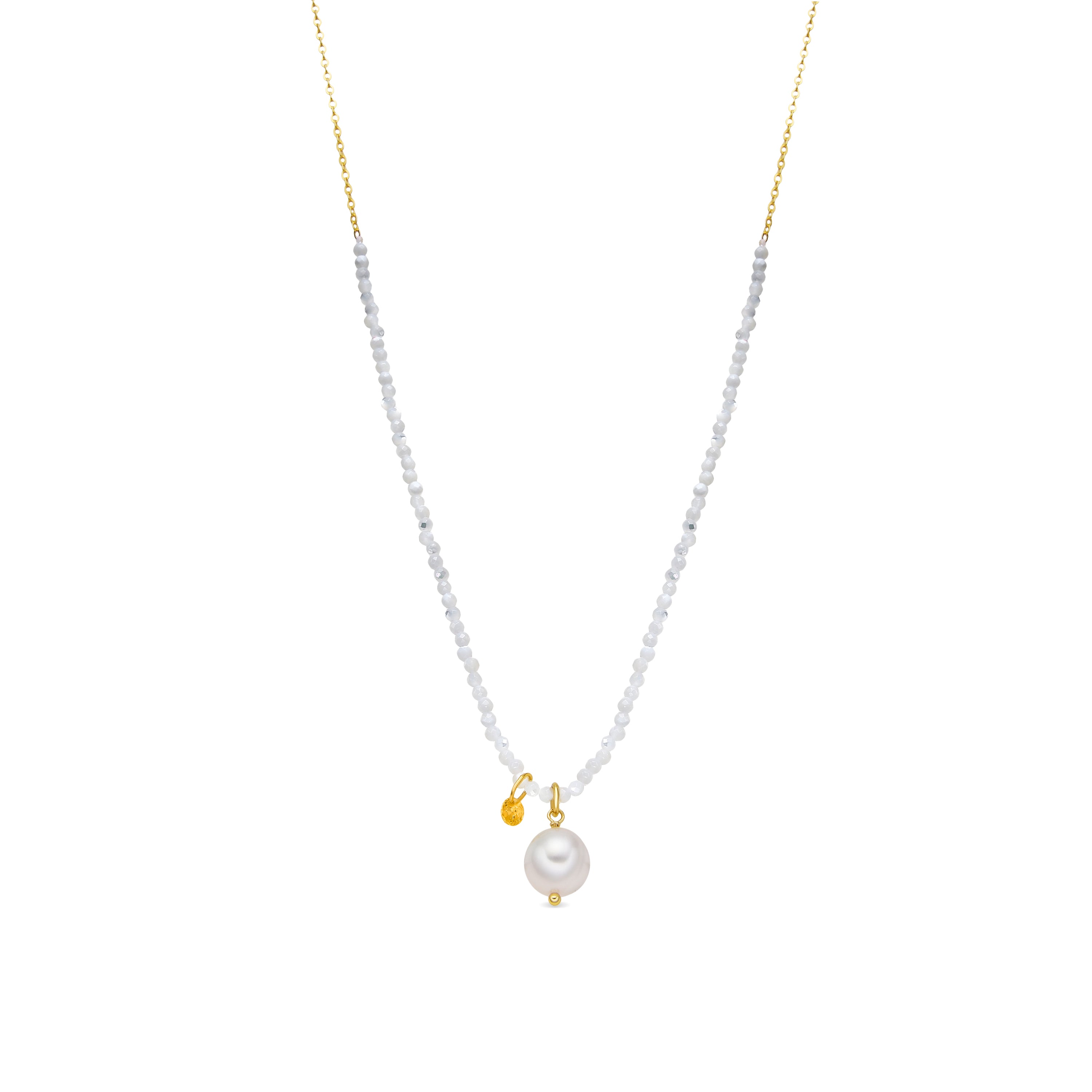 Collar de Plata de Ley 925 y Cristal Blanco acabado oro amarillo de 18k - Husu