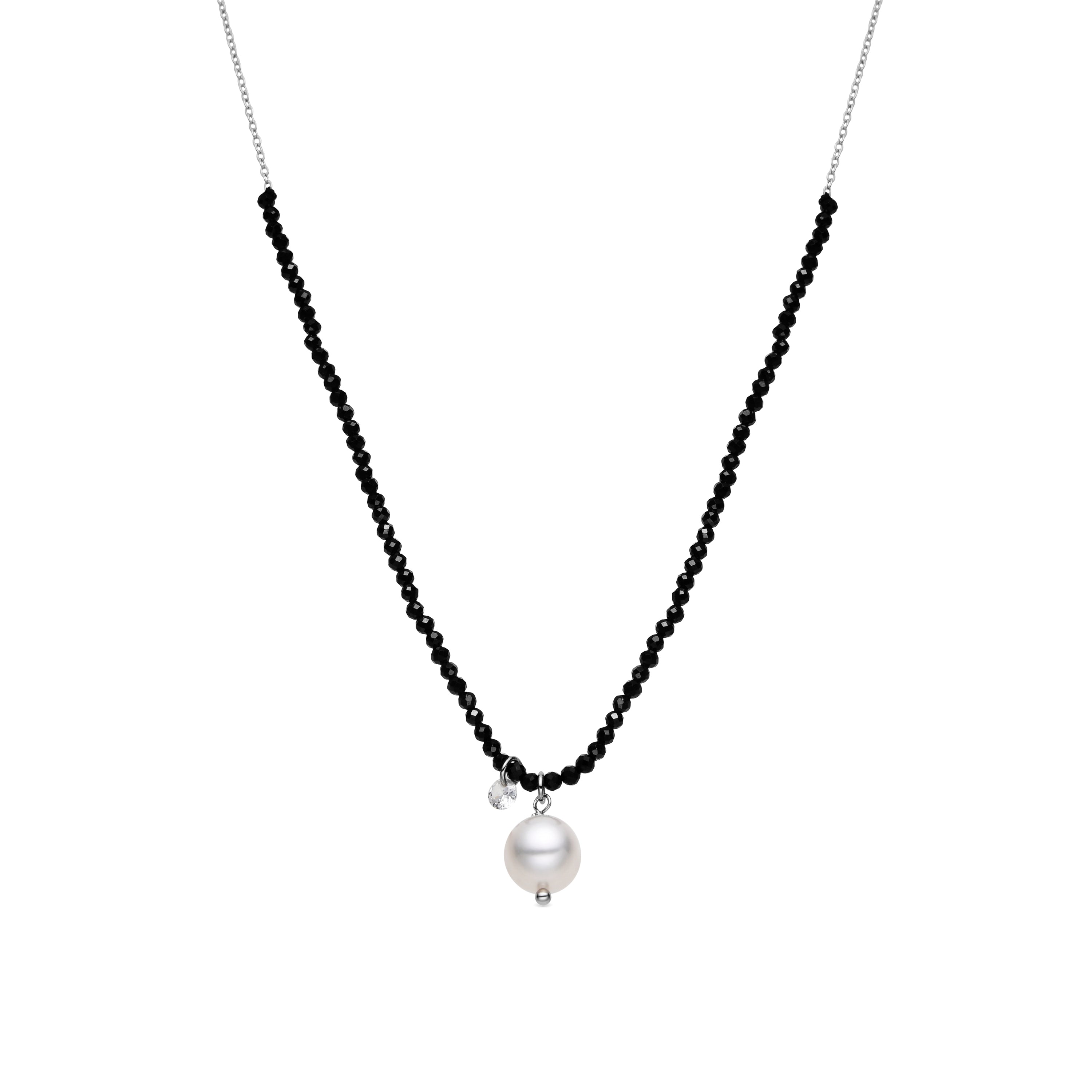 Collar de Plata de Ley 925 y Cristal Negro acabado rodio - Husu