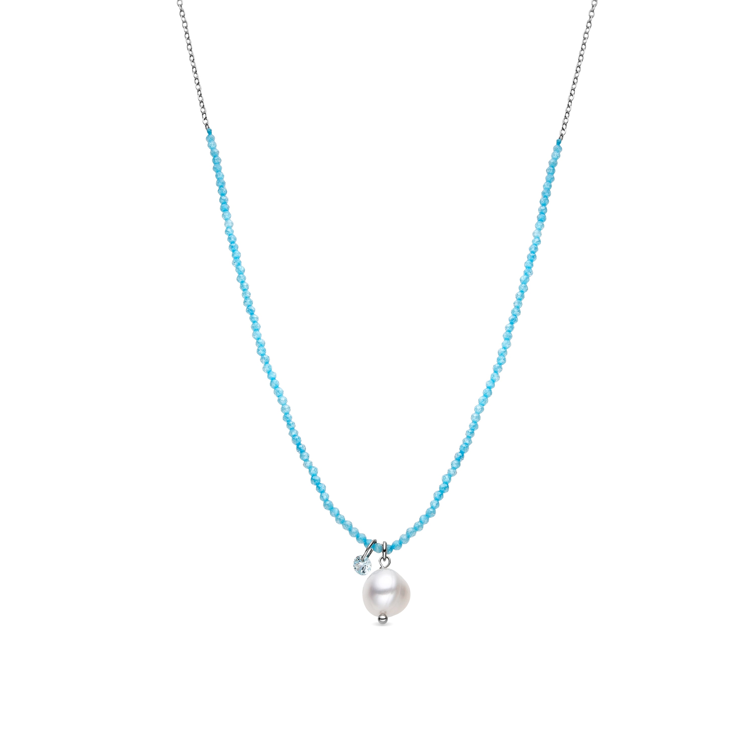 Collar de Plata de Ley 925 y Cristal Azul acabado rodio - Husu