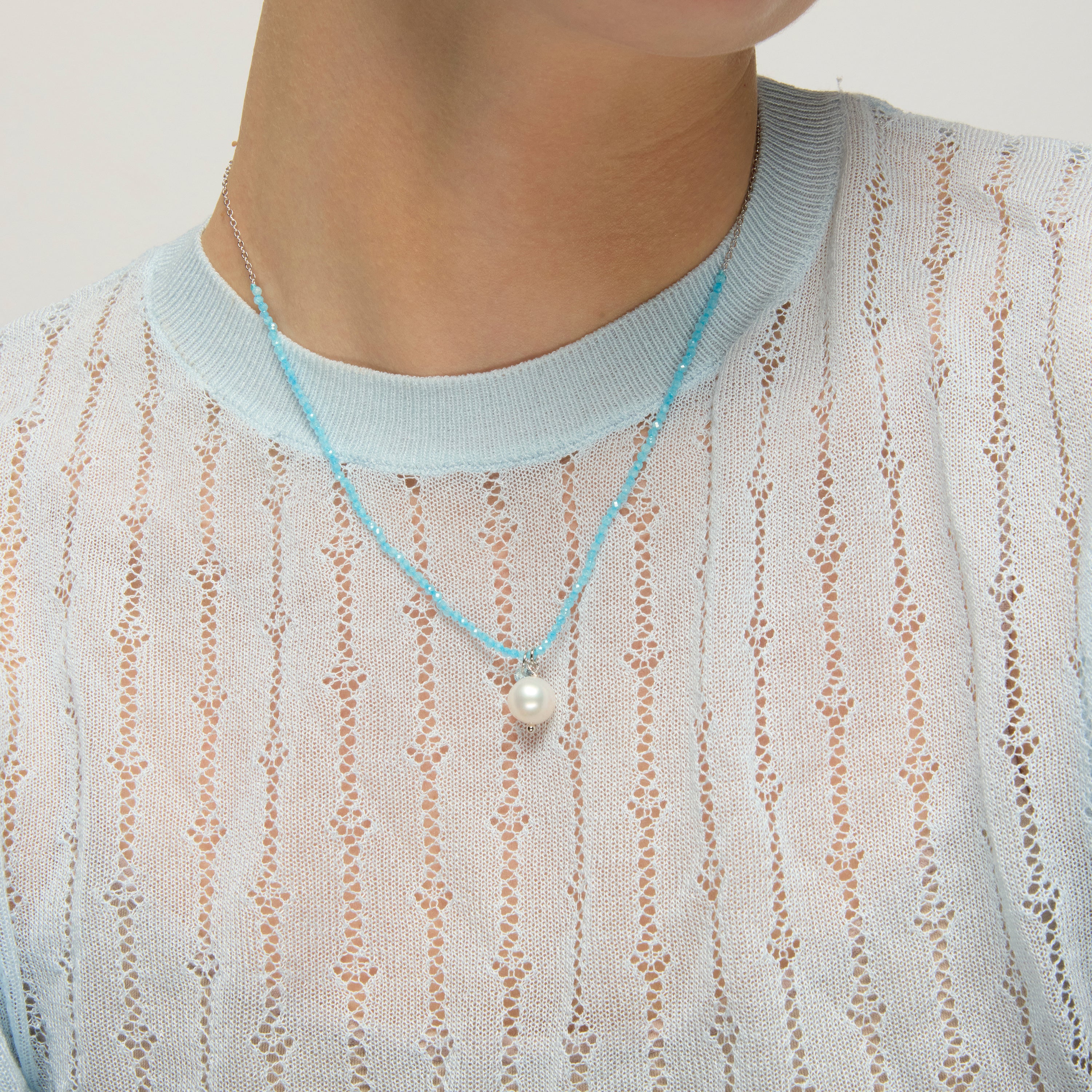 Collar de Plata de Ley 925 y Cristal Azul acabado rodio - Husu