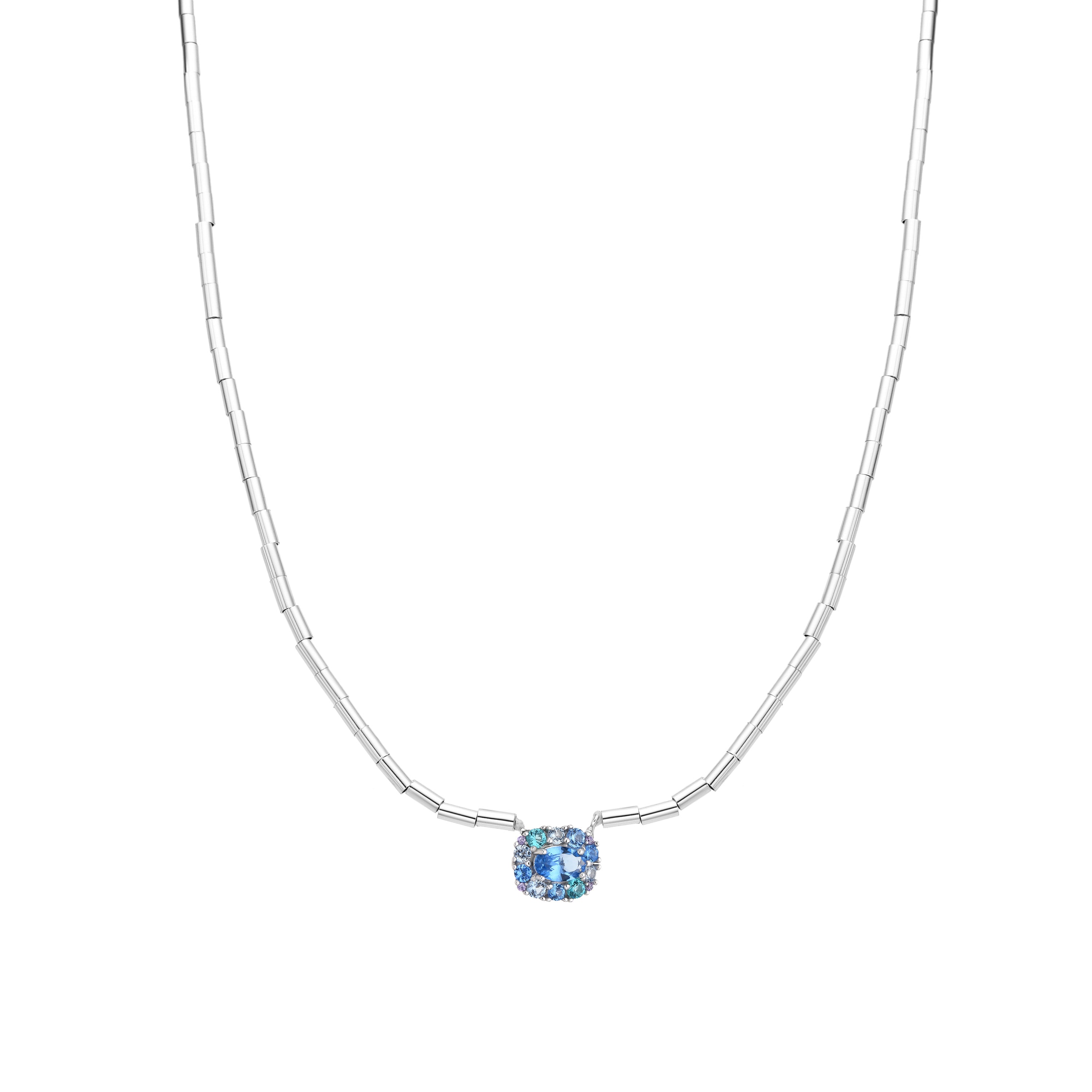 Collar de Plata de Ley 925 y Circonita Zafiro acabado rodio - Mezay