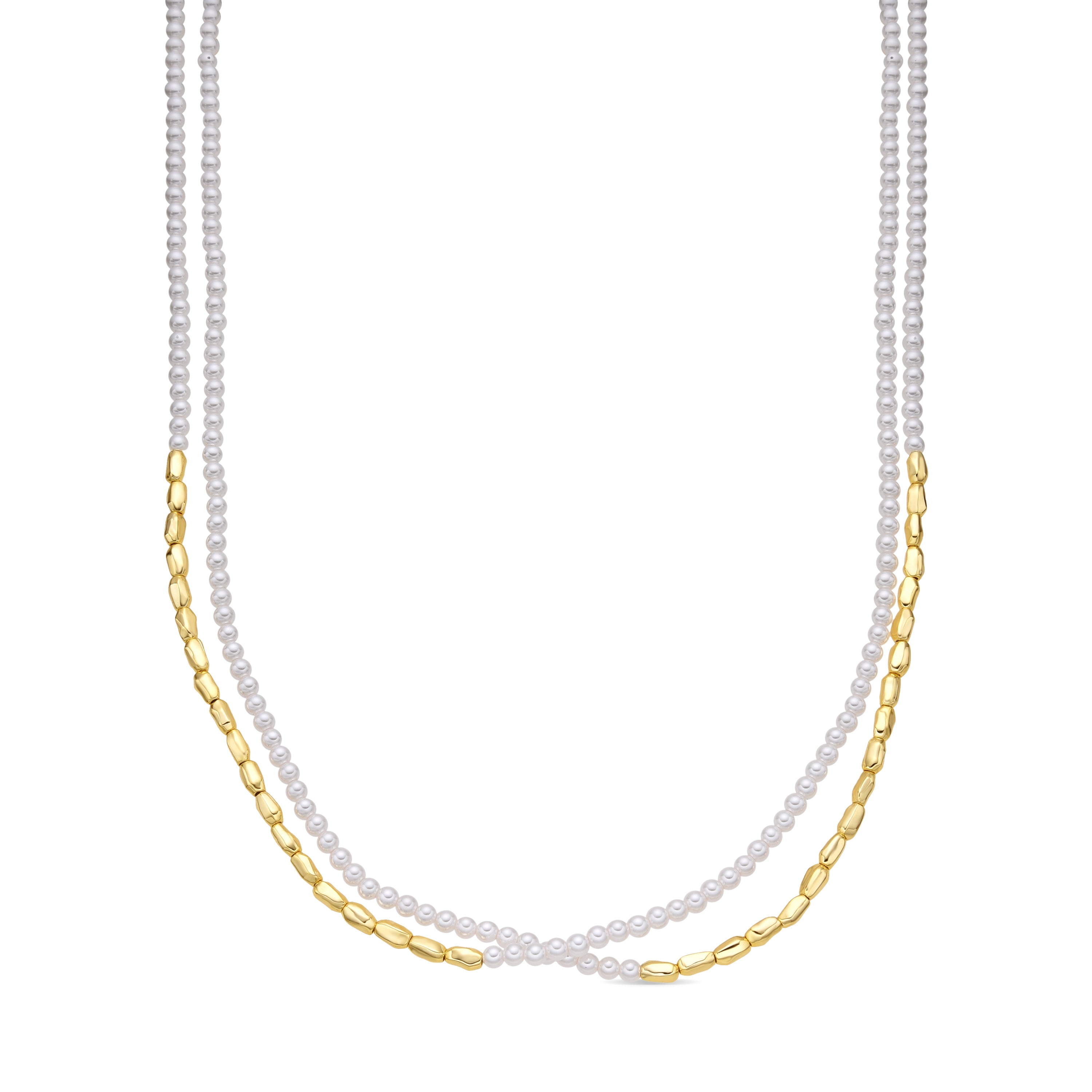 Collar de Plata de Ley 925 y Perla Blanca acabado oro amarillo de 18k - Noma