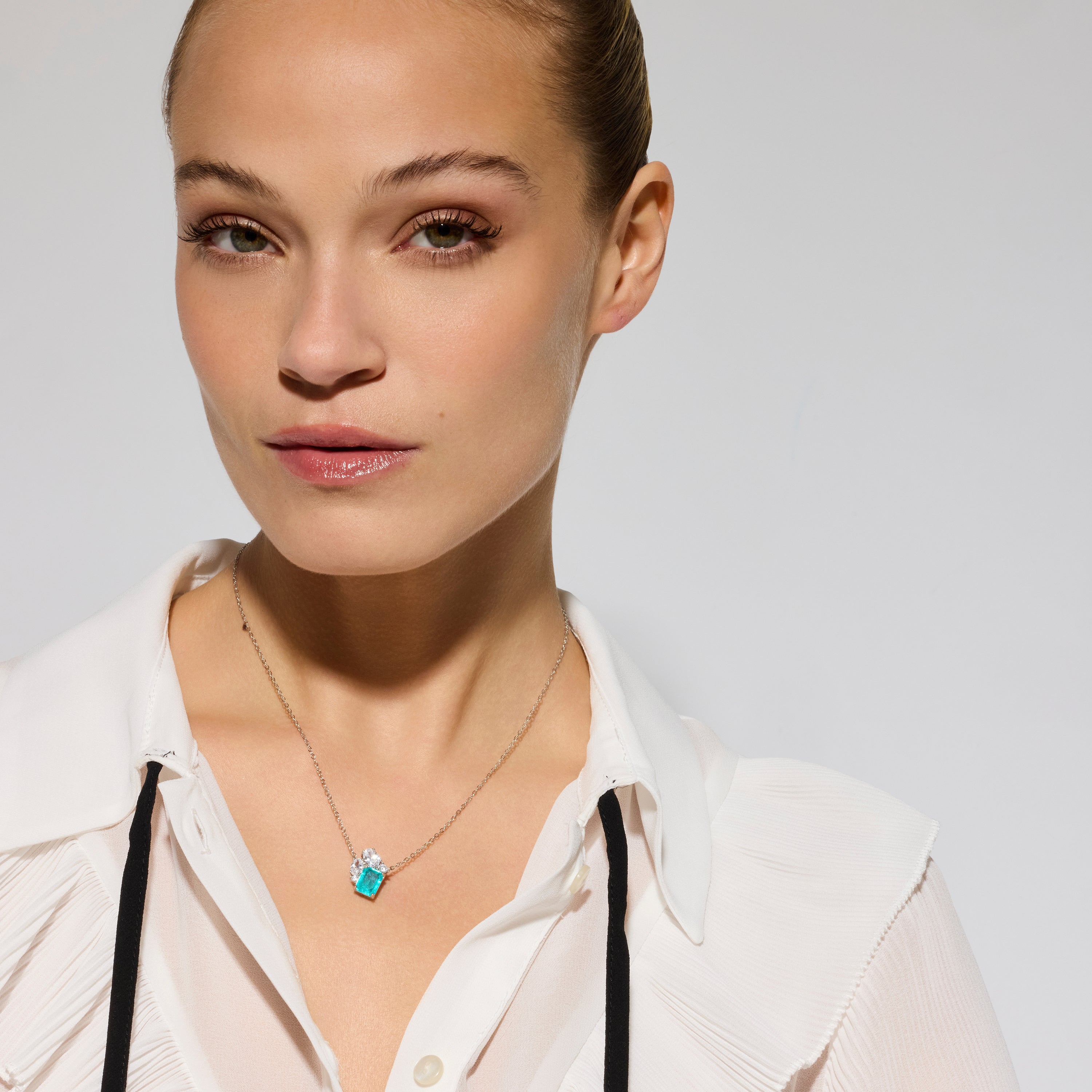 Collar de Plata de Ley 925 y Circonita Rubí acabado rodio - Lania