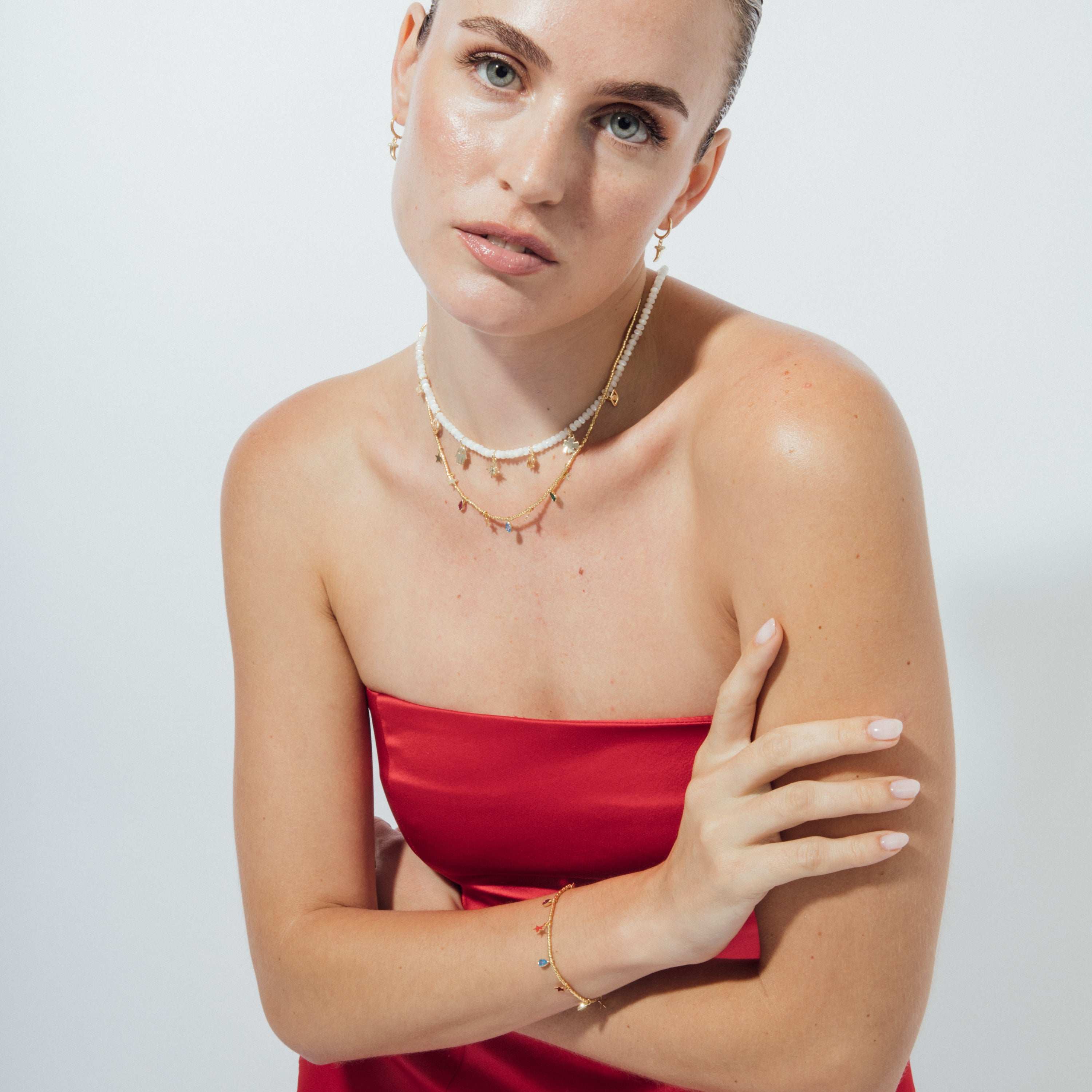 Collar de Plata de Ley 925 y Circonita Multicolor acabado en oro amarillo 18k - Itza