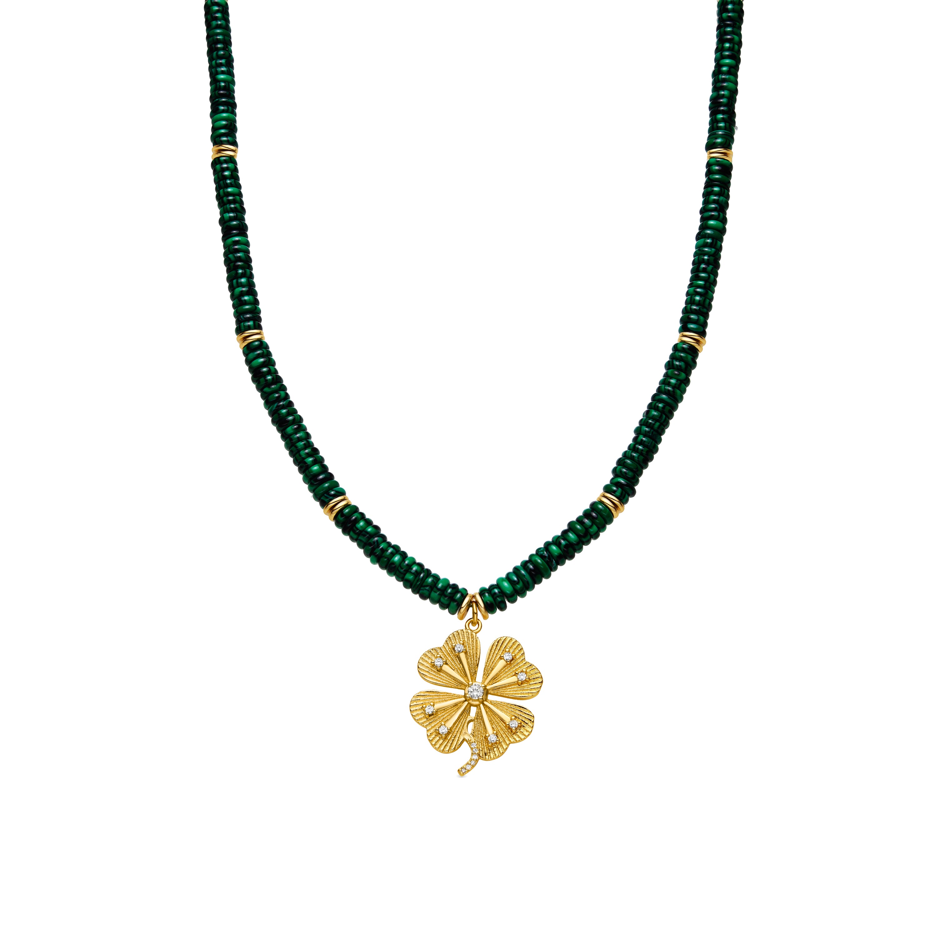 Collar de Plata de Ley 925 y Malaquita acabado oro amarillo de 18k - Pulrak