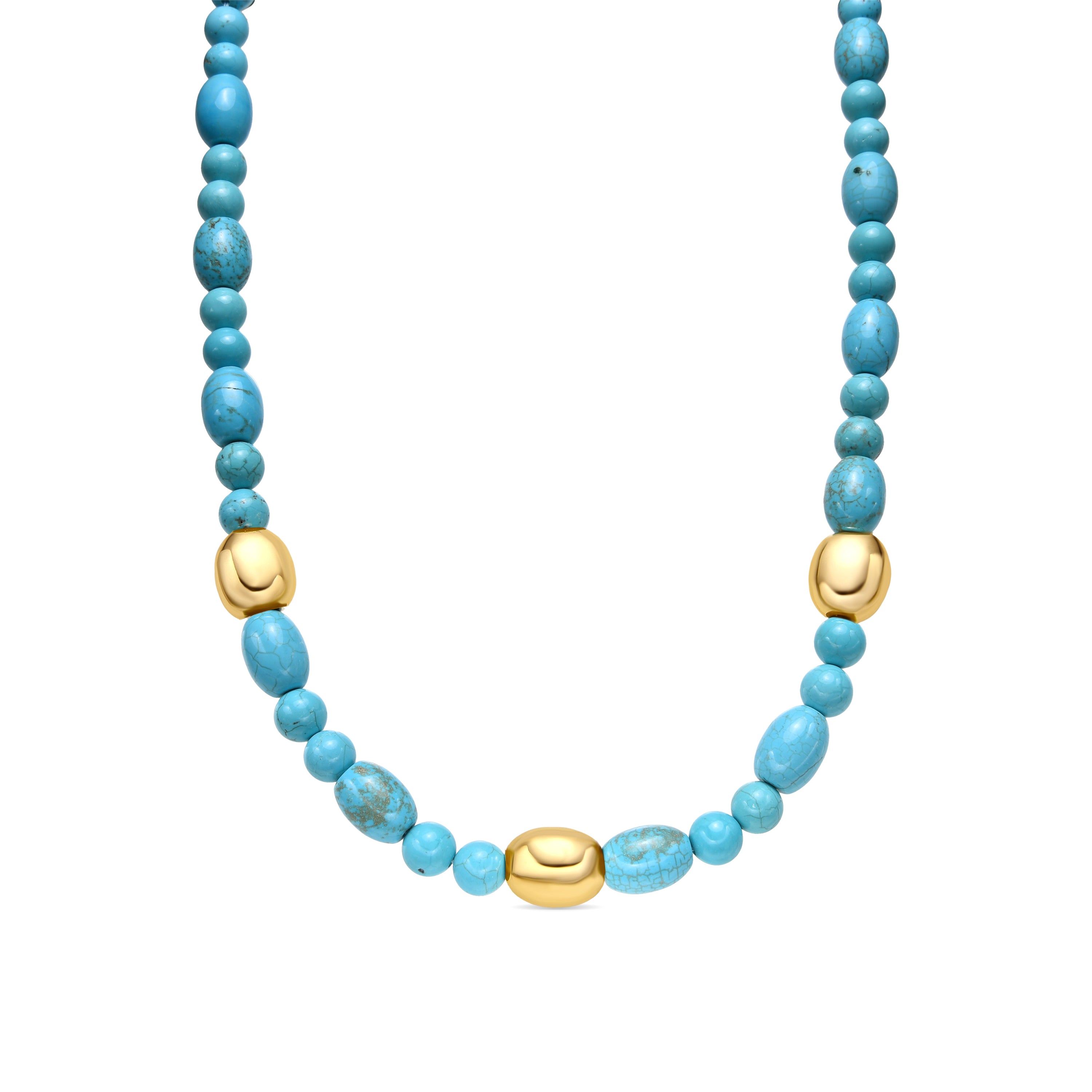 Collar de Plata de Ley 925 y Turquesa acabado oro amarillo de 18k - Shyra