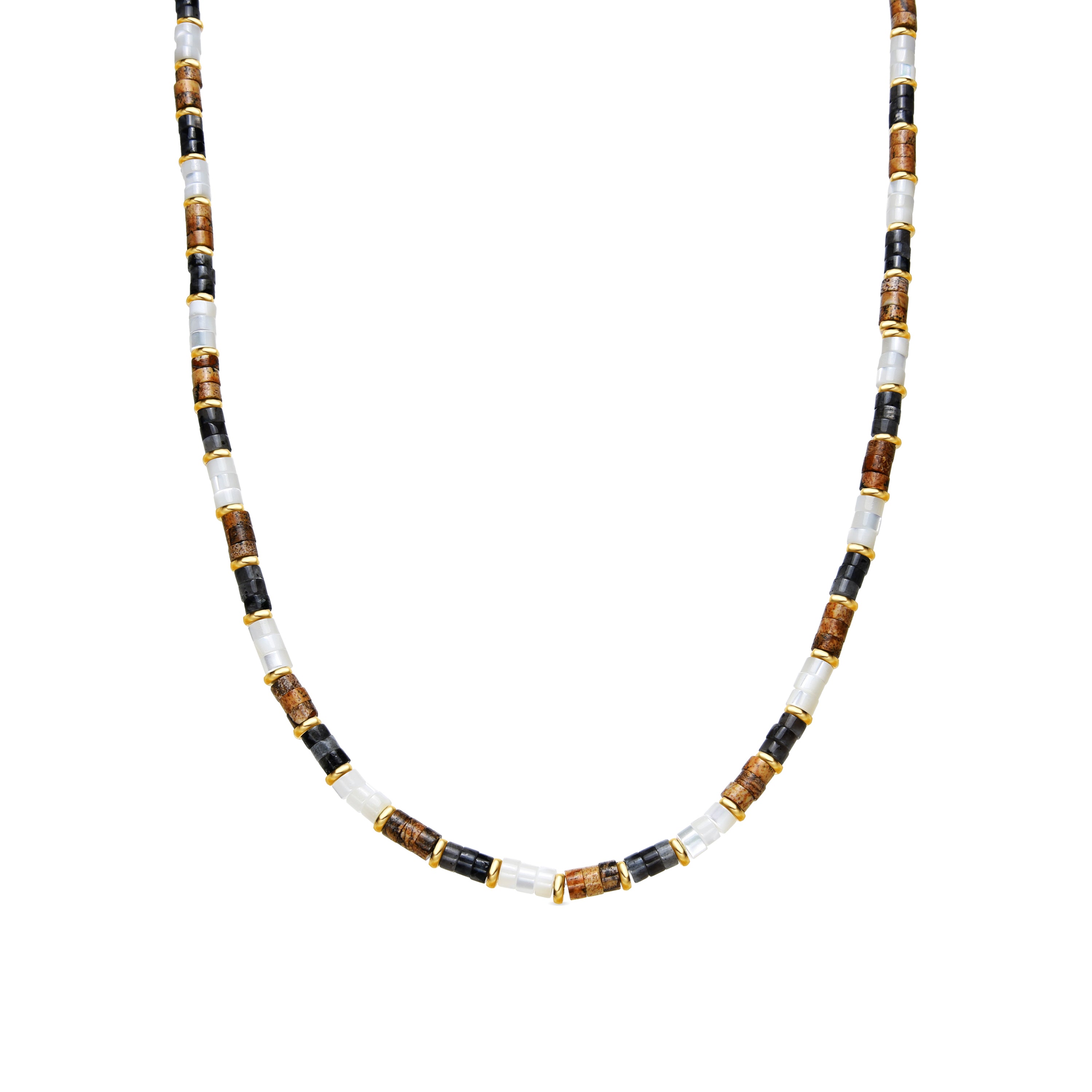 Collar de Plata de Ley 925 y Ojo de Tigre acabado oro amarillo de 18k - Fale